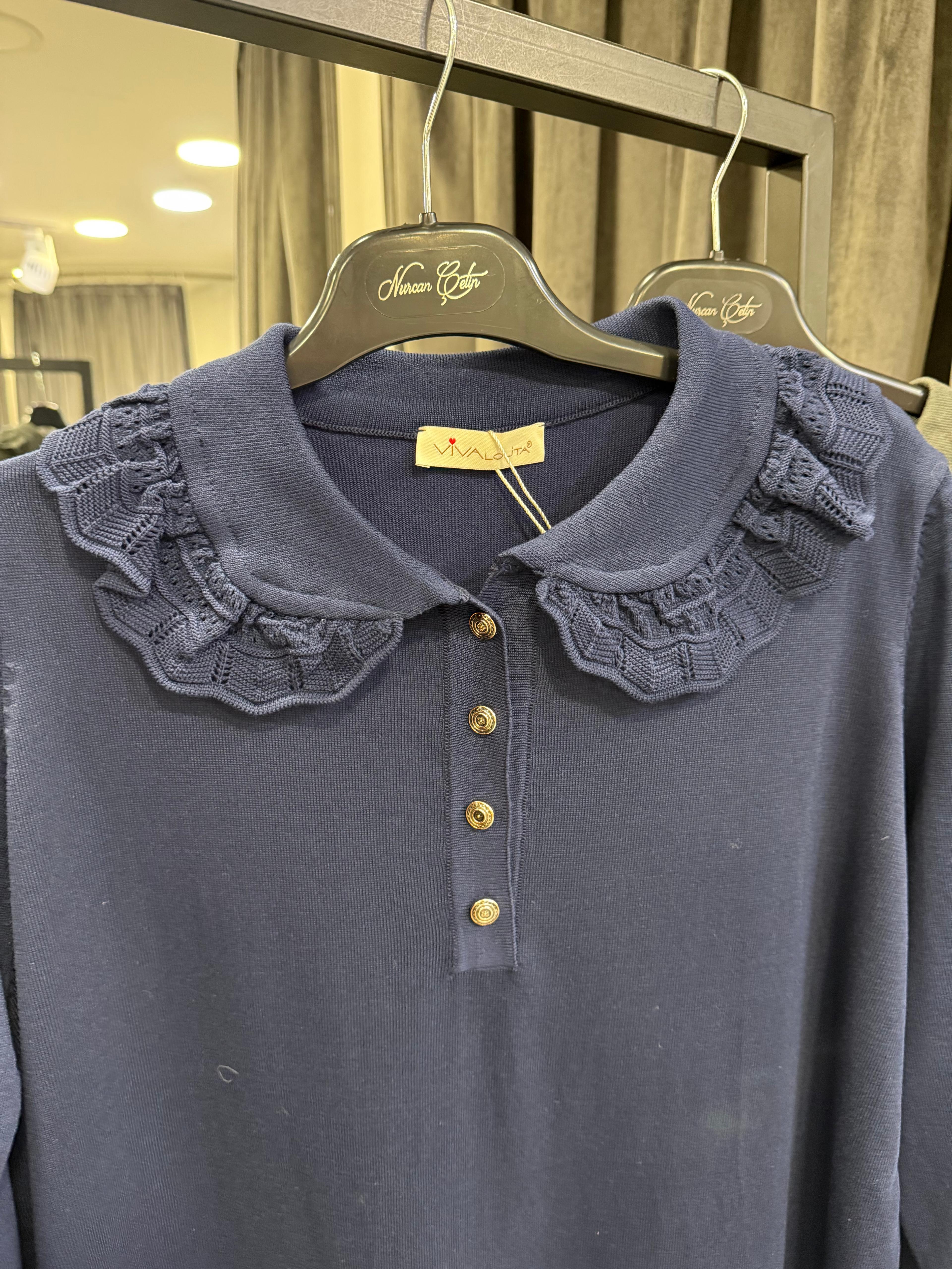 Dantel Yaka Merserize Elbise