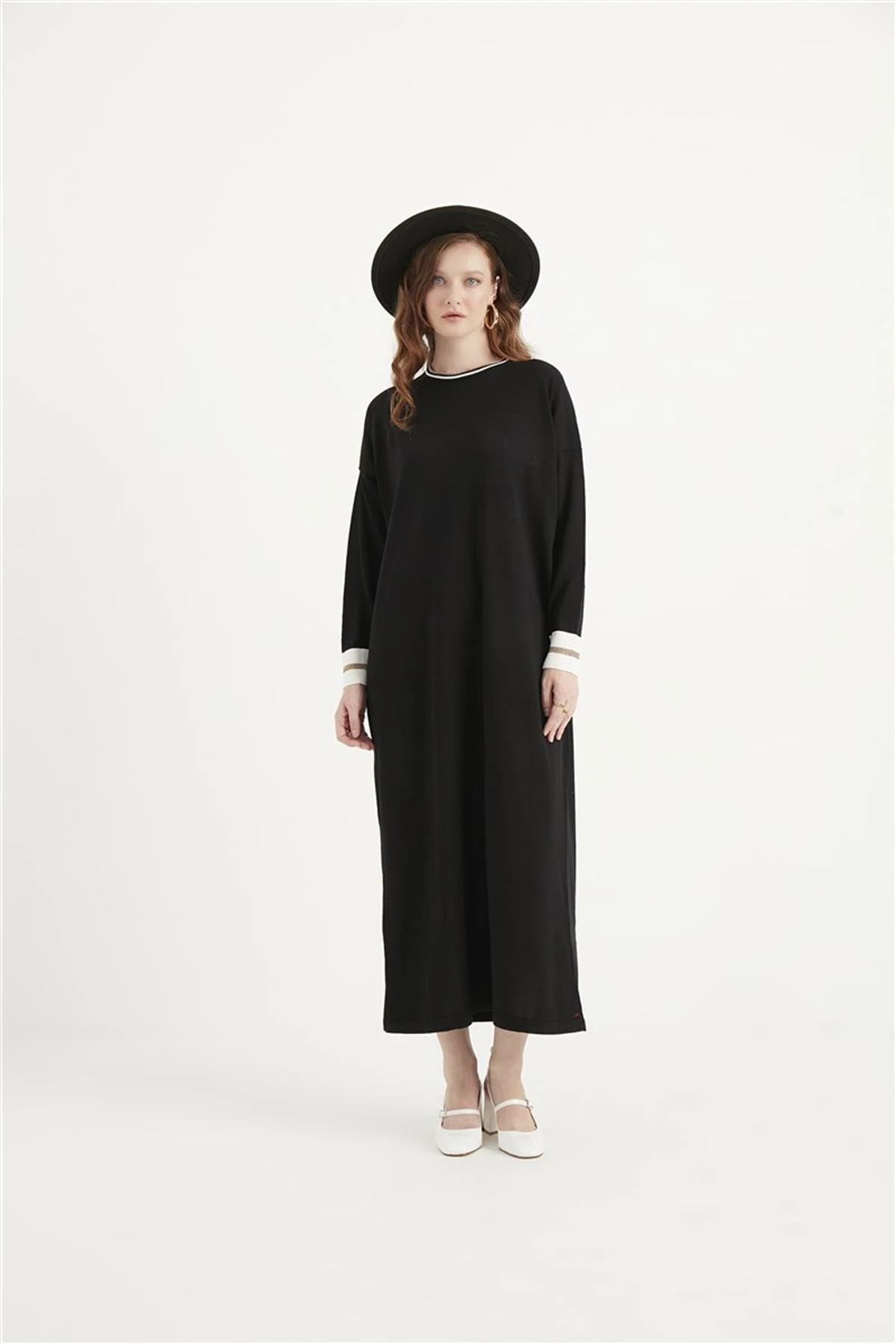 Ribanalı Triko Elbise Siyah