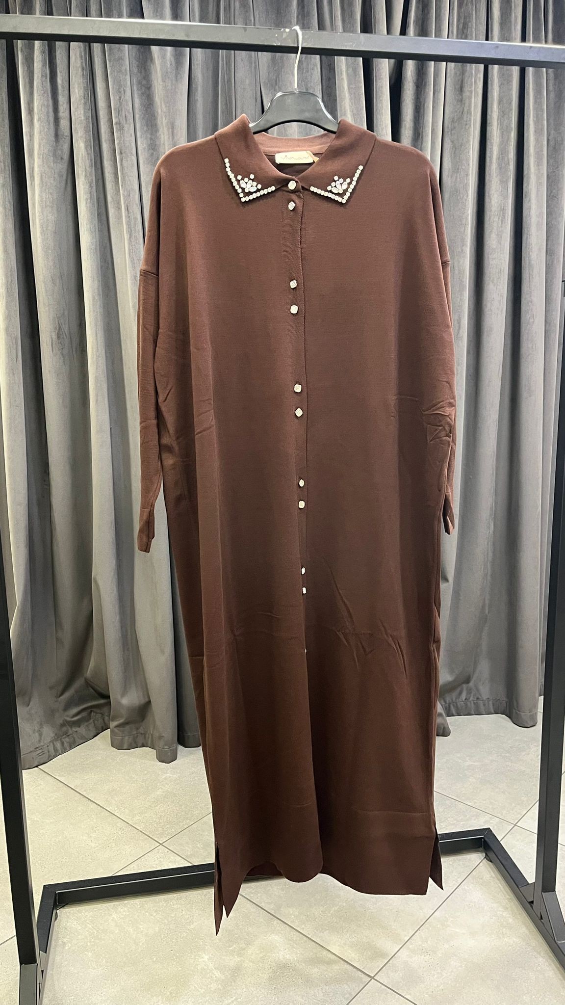 JOLİE TAŞLI MERSERİZE HIRKA KAHVE