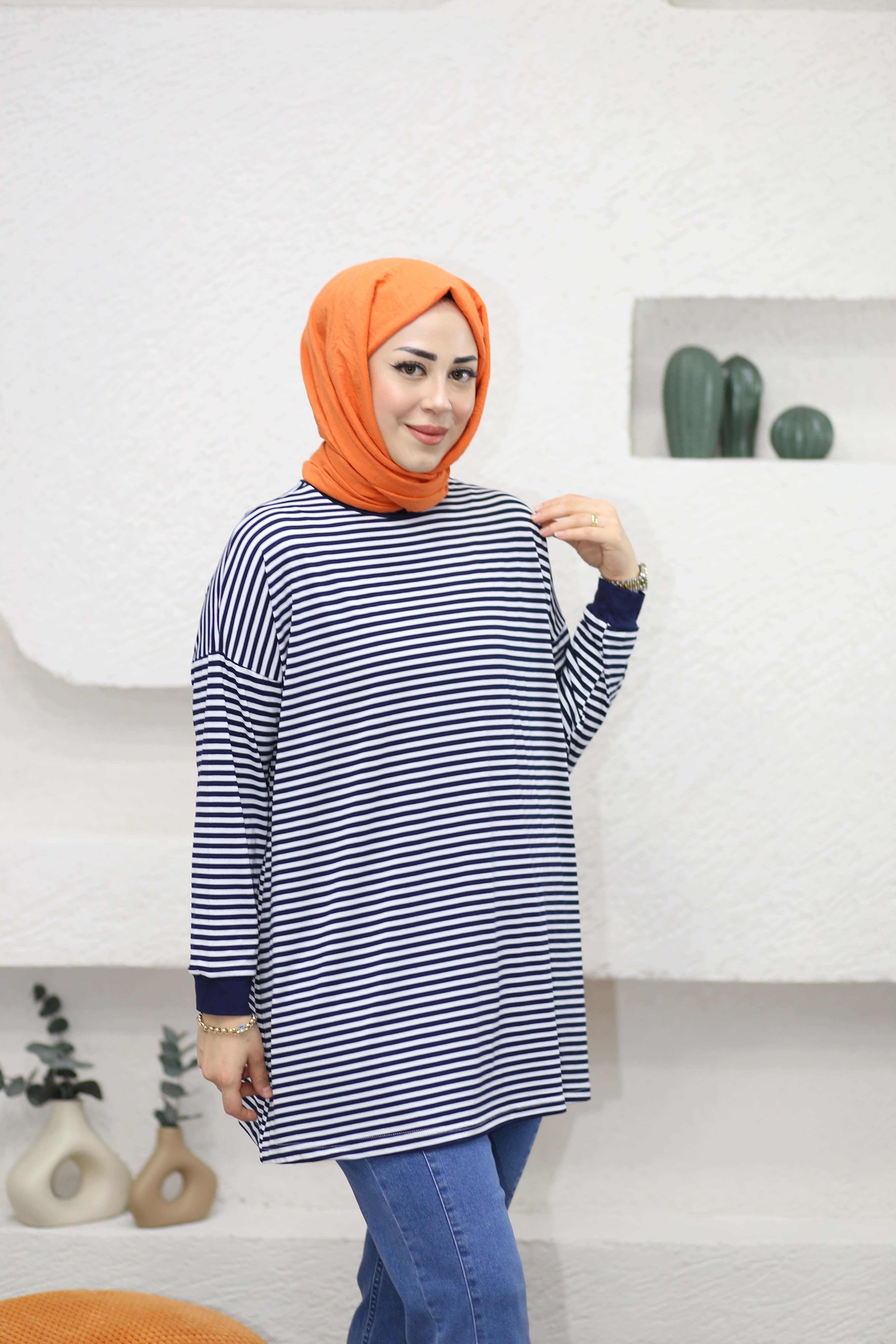 Çizgili Tunik Lacivert