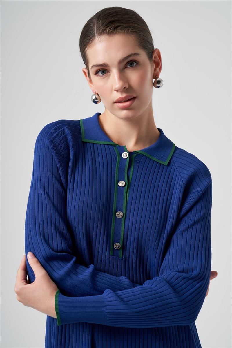 Polo Yaka Nus Elbise-Saks