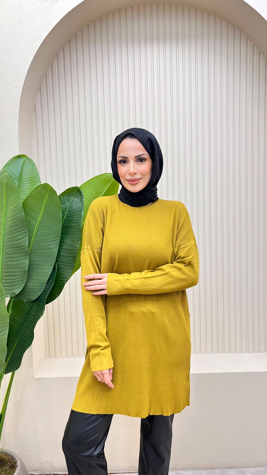 Fitilli Merserize Tunik - YAĞ YEŞİLİ