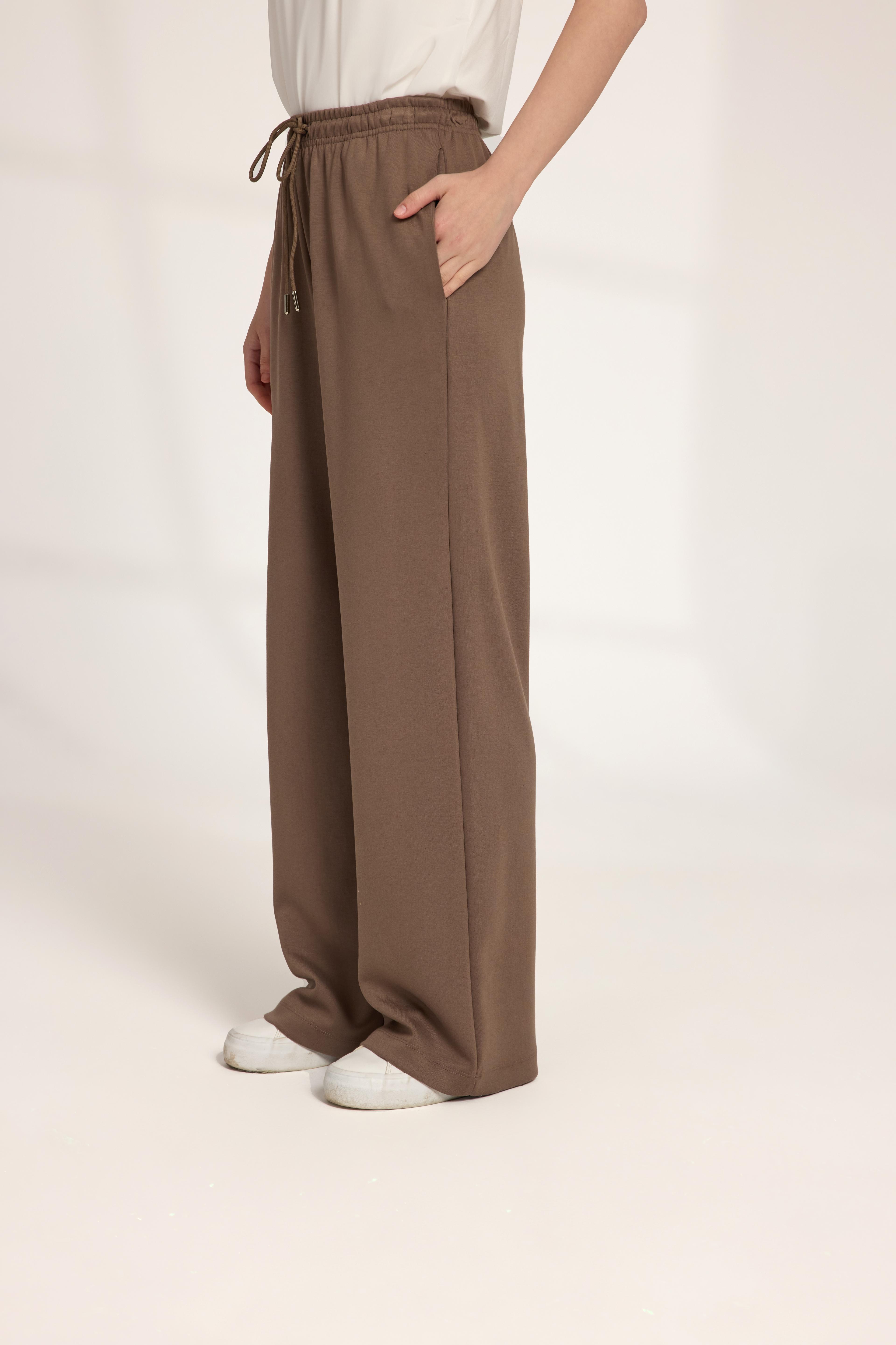 Bağlamalı Bol Paça Pantolon Vizon