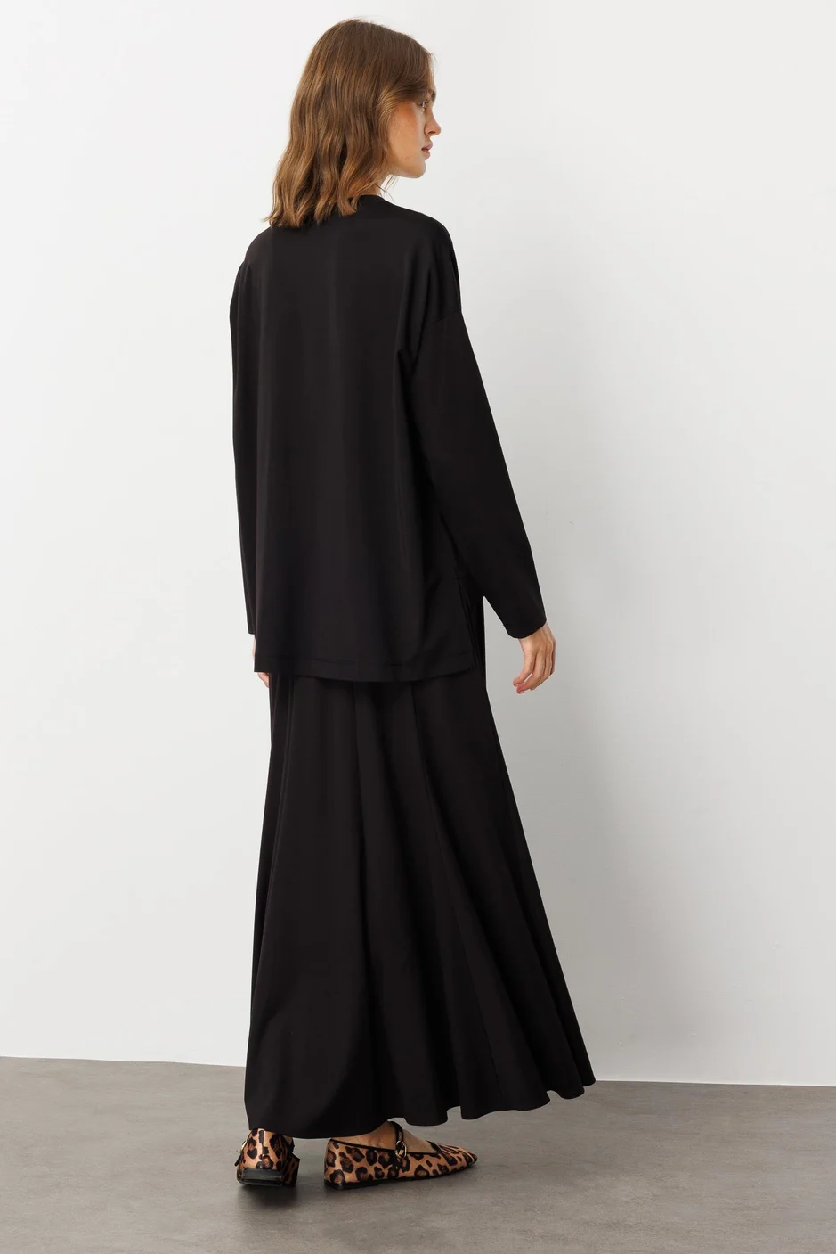 Mybch Örme Ekstra Dökümlü Yumuşak Dokulu Parçalı Etek Kombinli Zamansız Takım