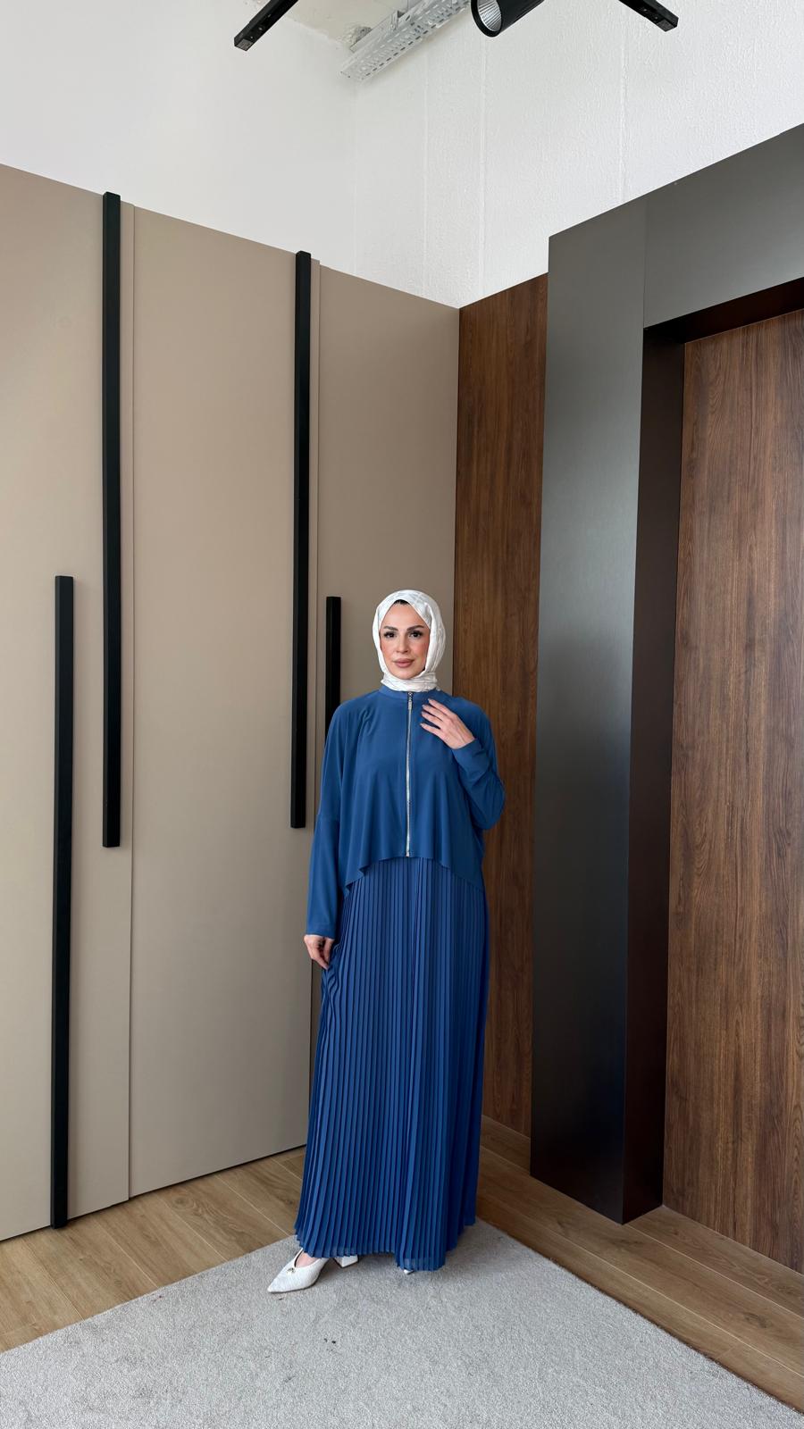 Bomberlı Pilise Elbise - indigo