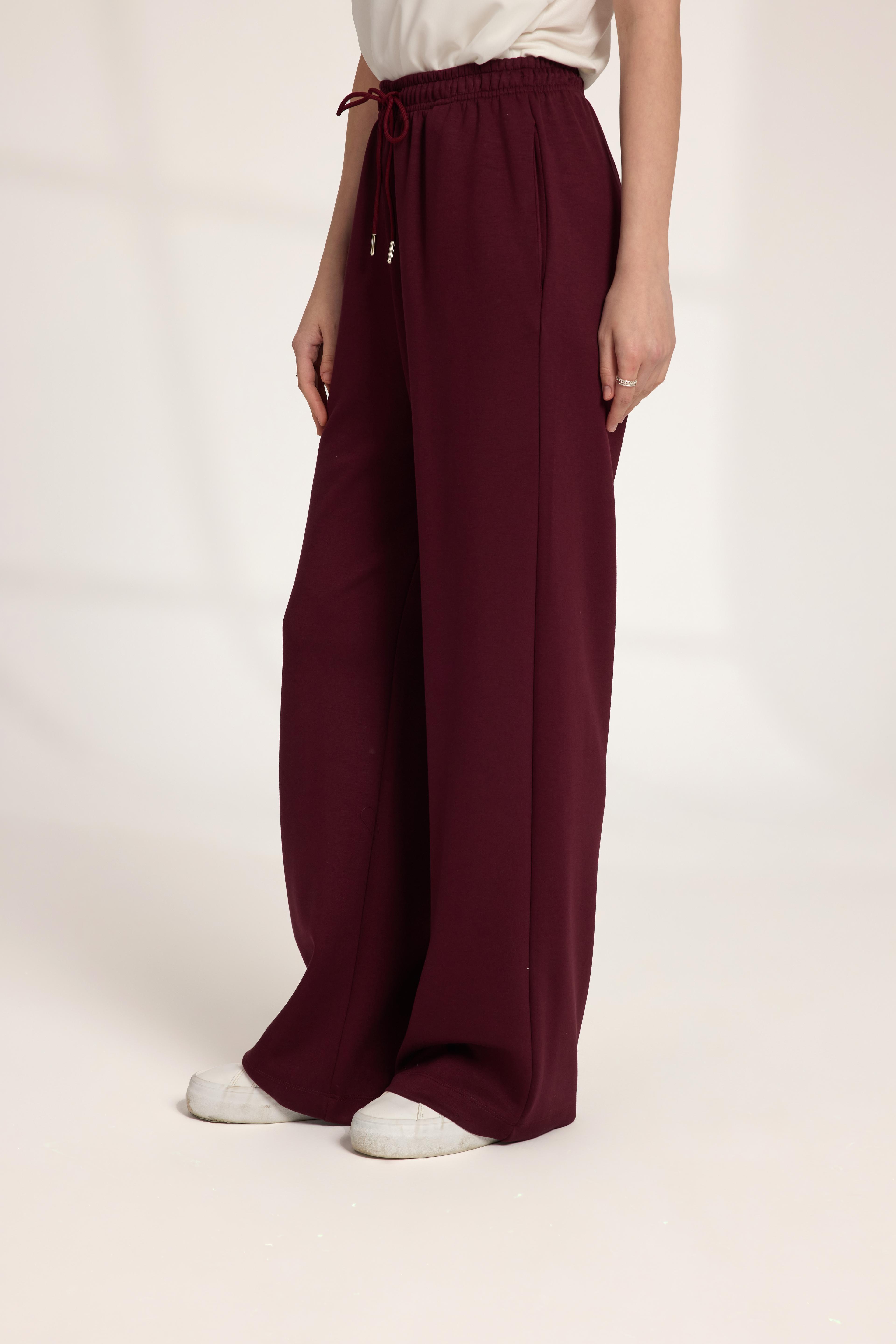 BAĞLAMALI BOL PAÇA PANTOLON BORDO