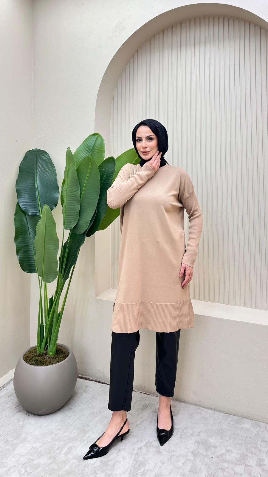 Uzun Merserize Tunik  - VİZON