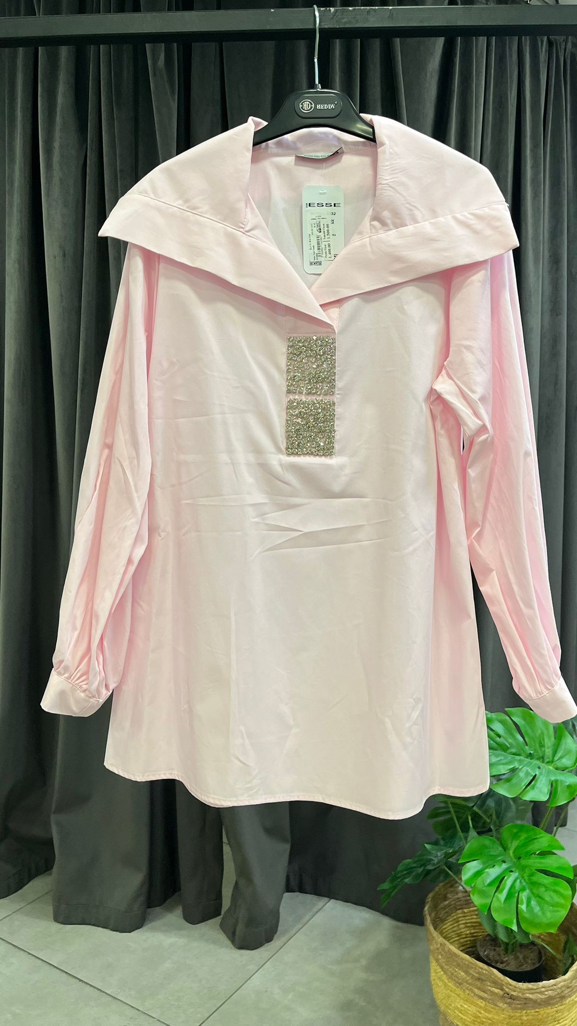 BLOK TAŞLI TUNİK PEMBE