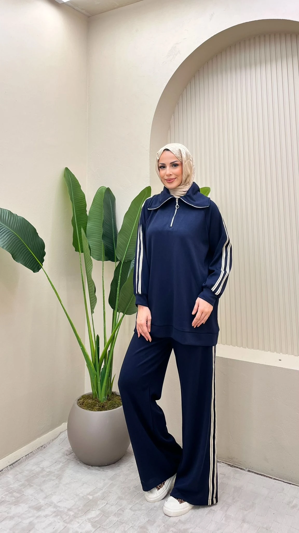 Şerit Detaylı Takım - lacivert