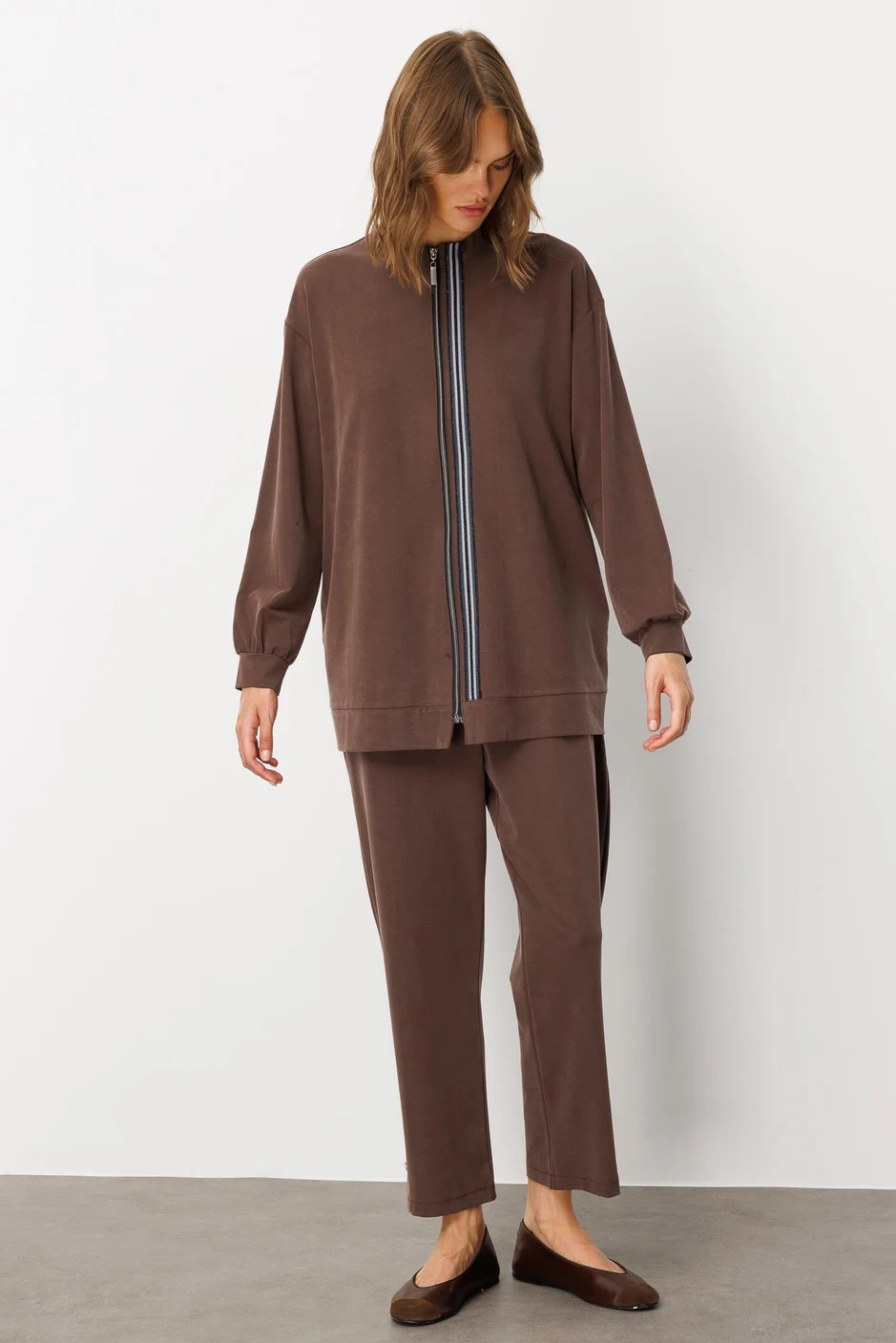 Soft Örme Miccell (%55 doğal) İçerik Dokuma Ön Garni Pantalon Takım