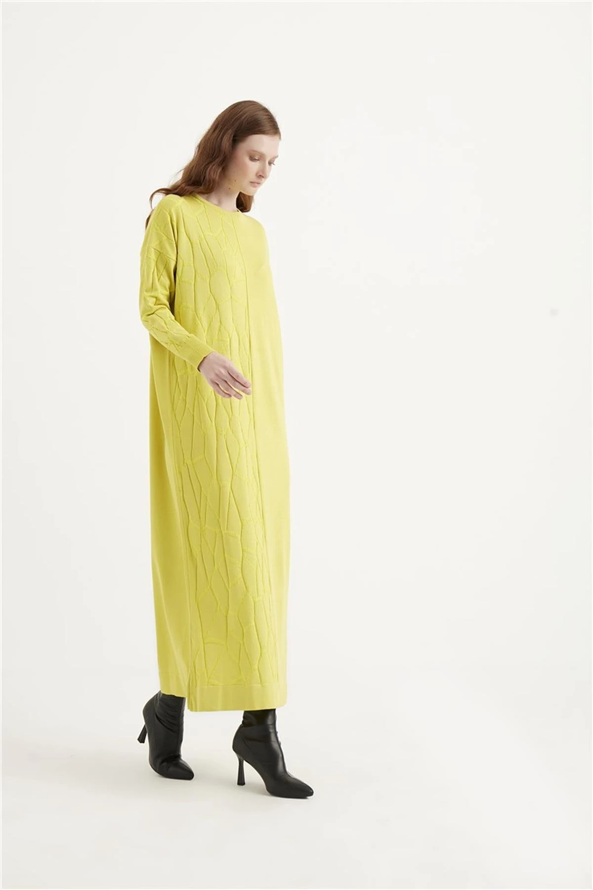 Side Merserize Elbise Yağ Yeşili