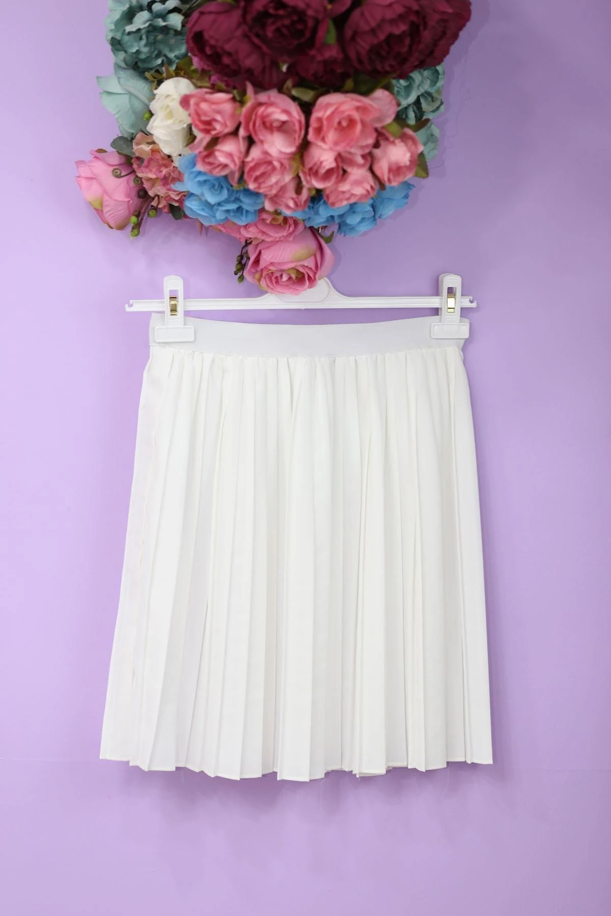 Plise Etek İçlik-Beyaz