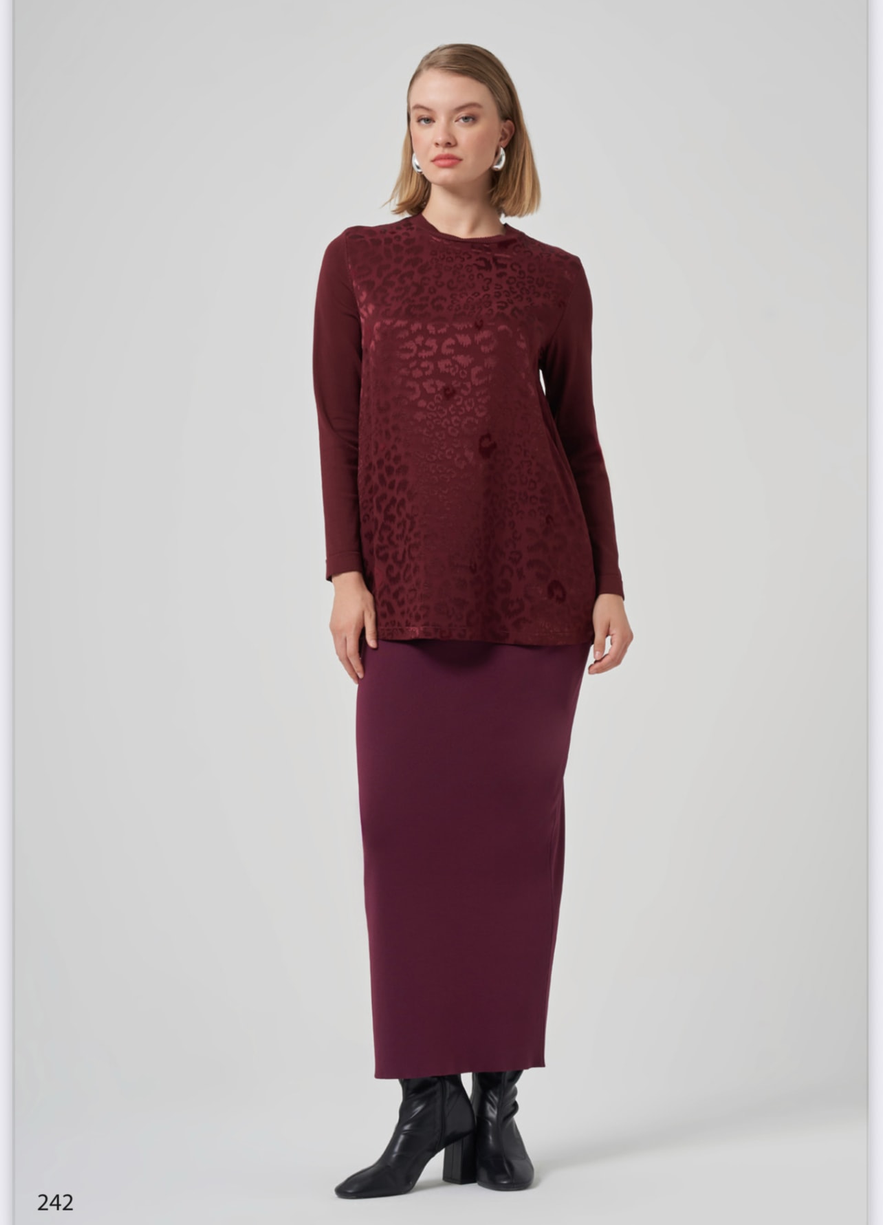 nuss leopar tunik - BORDO