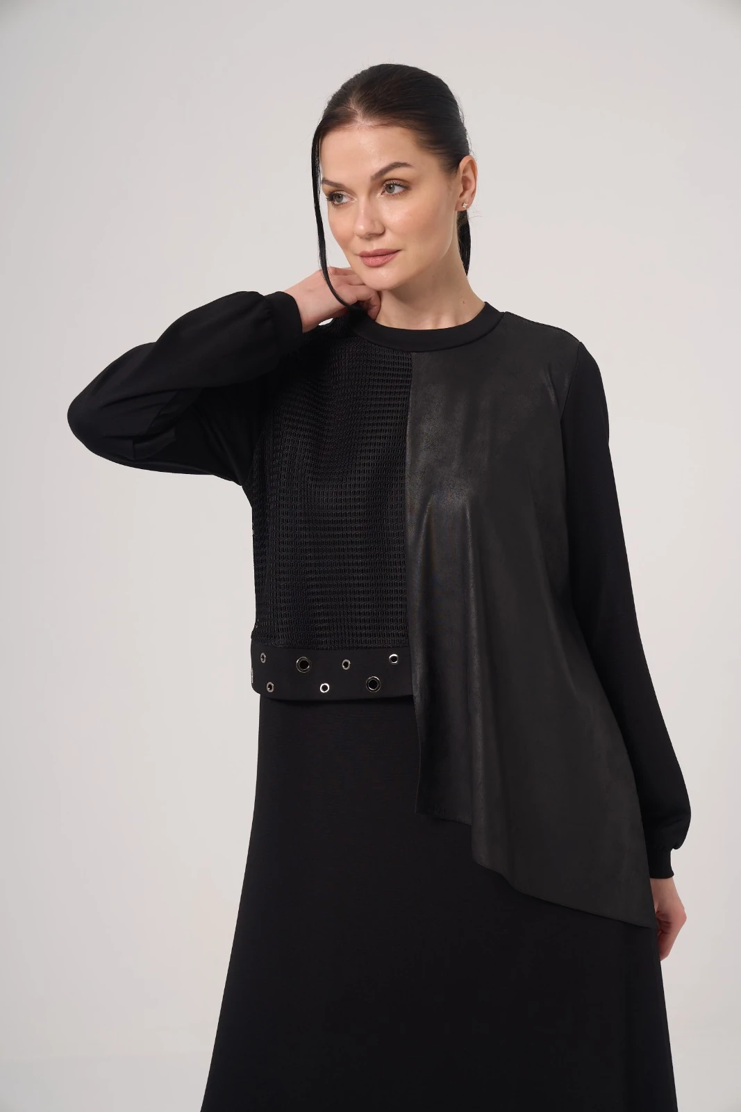 Orhan Deri Parçalı Elbise