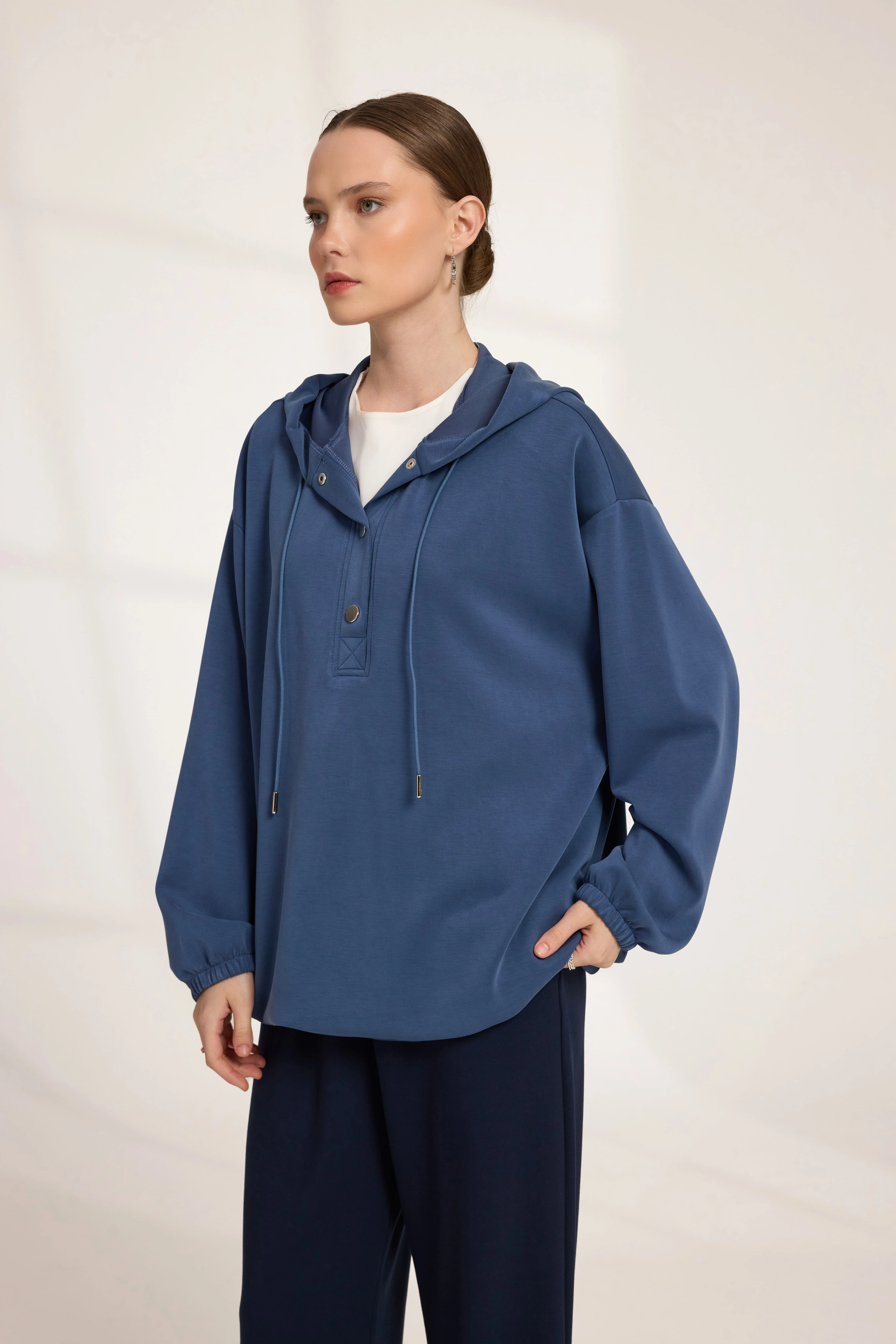 Düğmeli Tunik İndigo