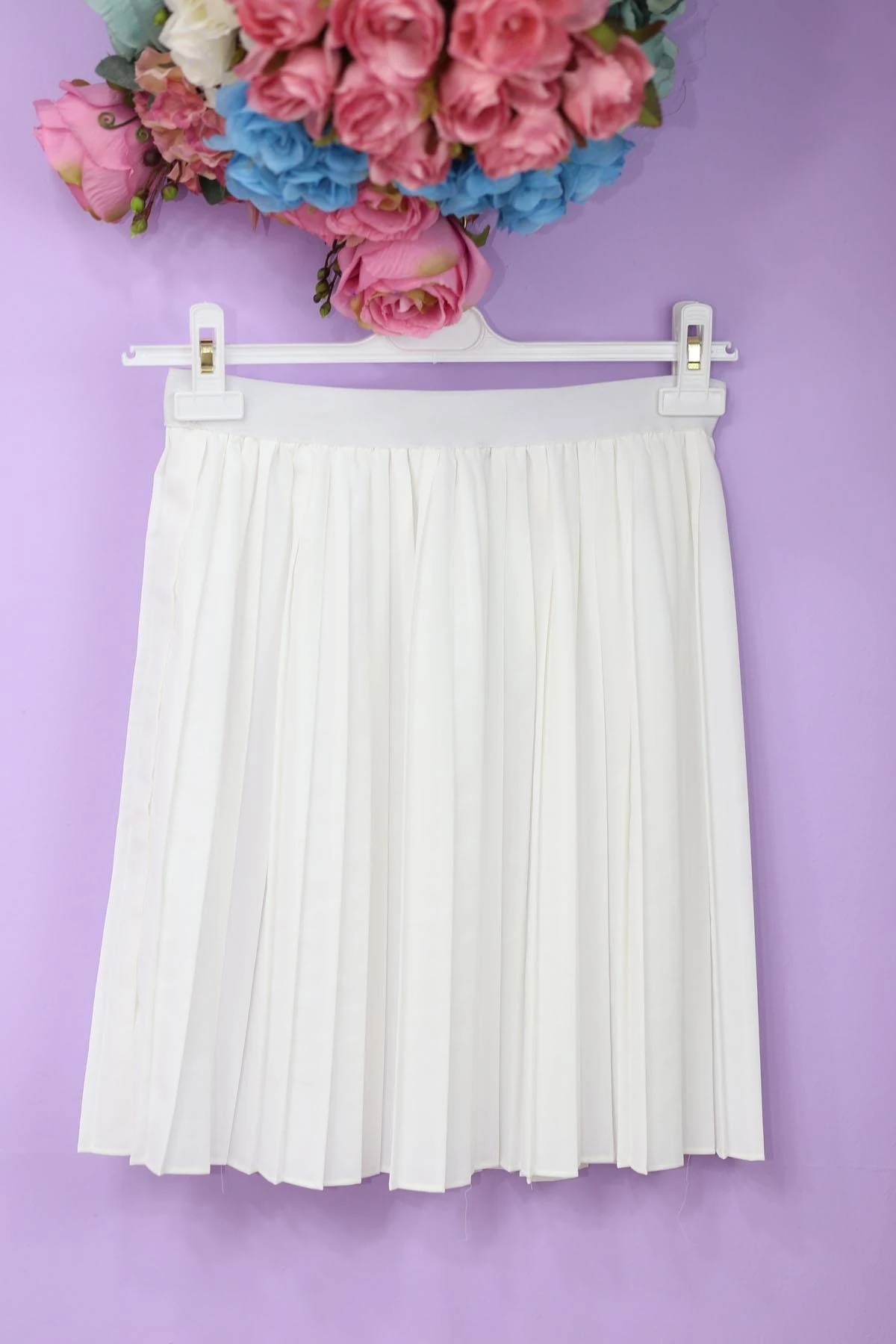 Plise Etek İçlik-Beyaz