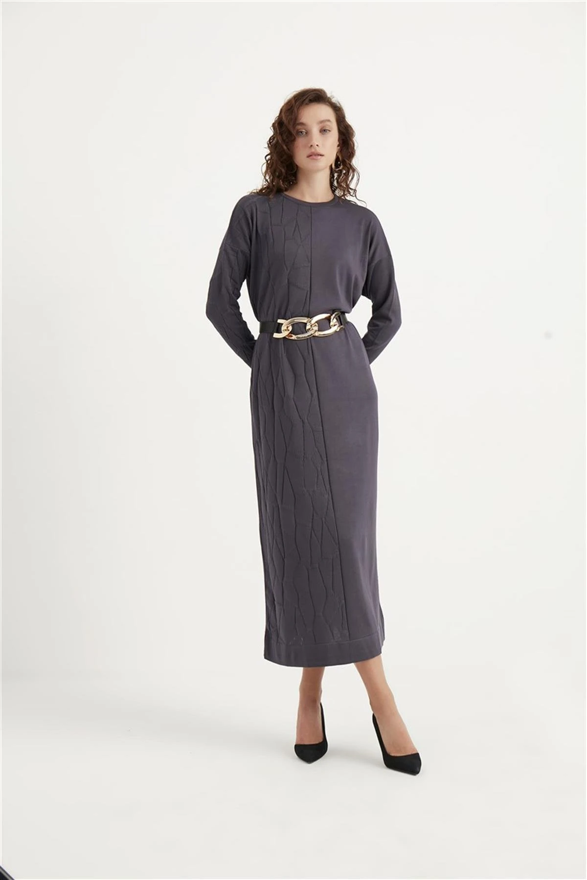 Side Merserize Elbise Antrasit