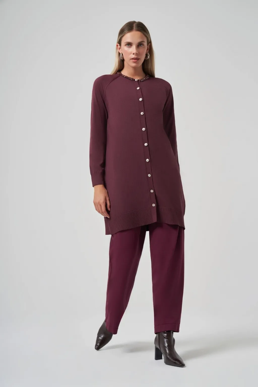 NUSS 300T TAŞLI HIRKA - BORDO