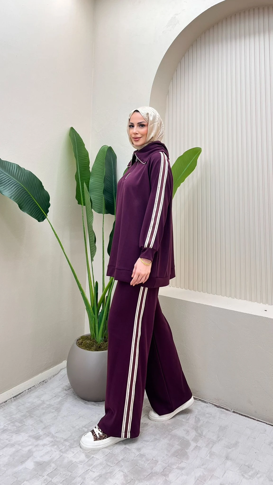 Şerit Detaylı Takım - BORDO