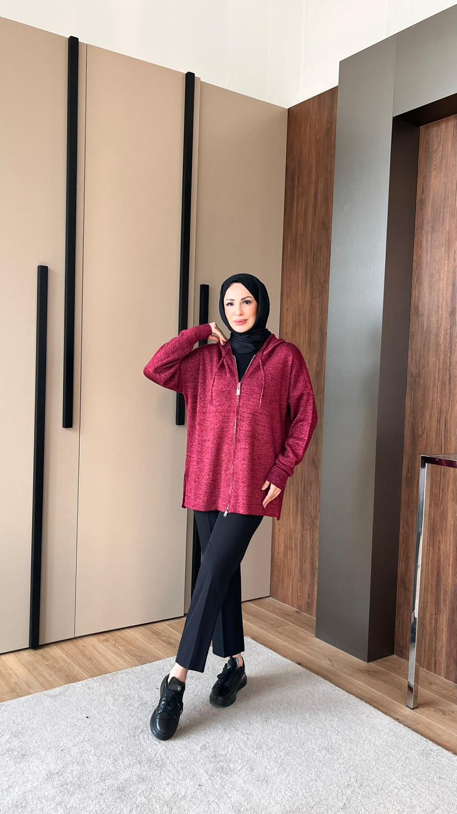 SİMLİ MERSERİZE HIRKA - KIRMIZI