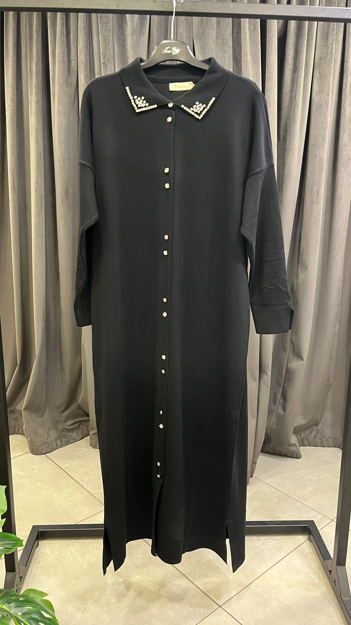 JOLİE TAŞLI MERSERİZE HIRKA SİYAH