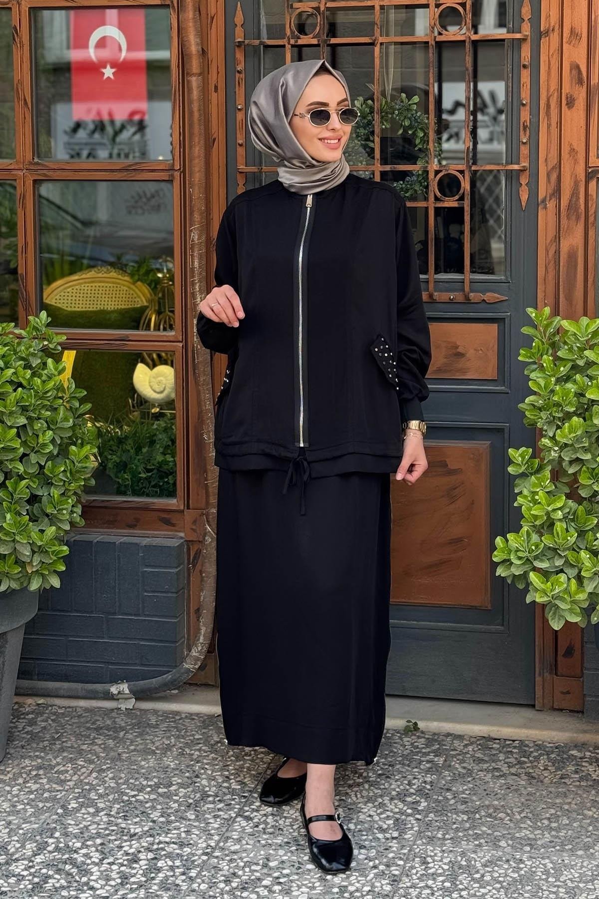 nurcan çetin 25411 etekli takım - SİYAH
