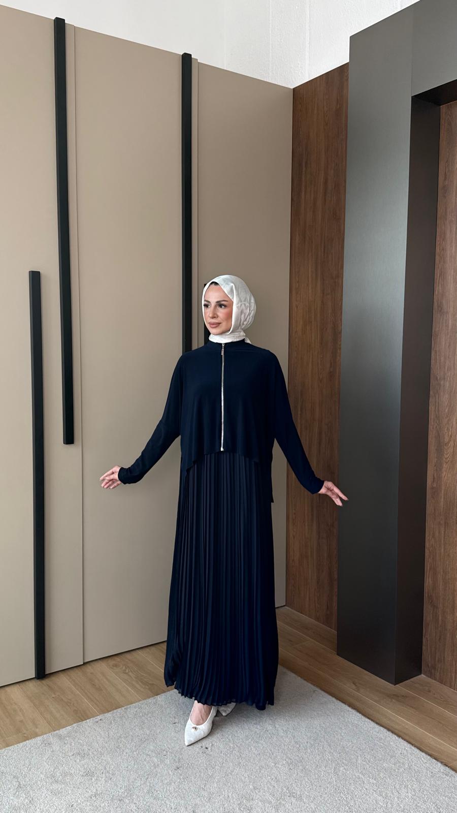 Bomberlı Pilise Elbise - lacivert