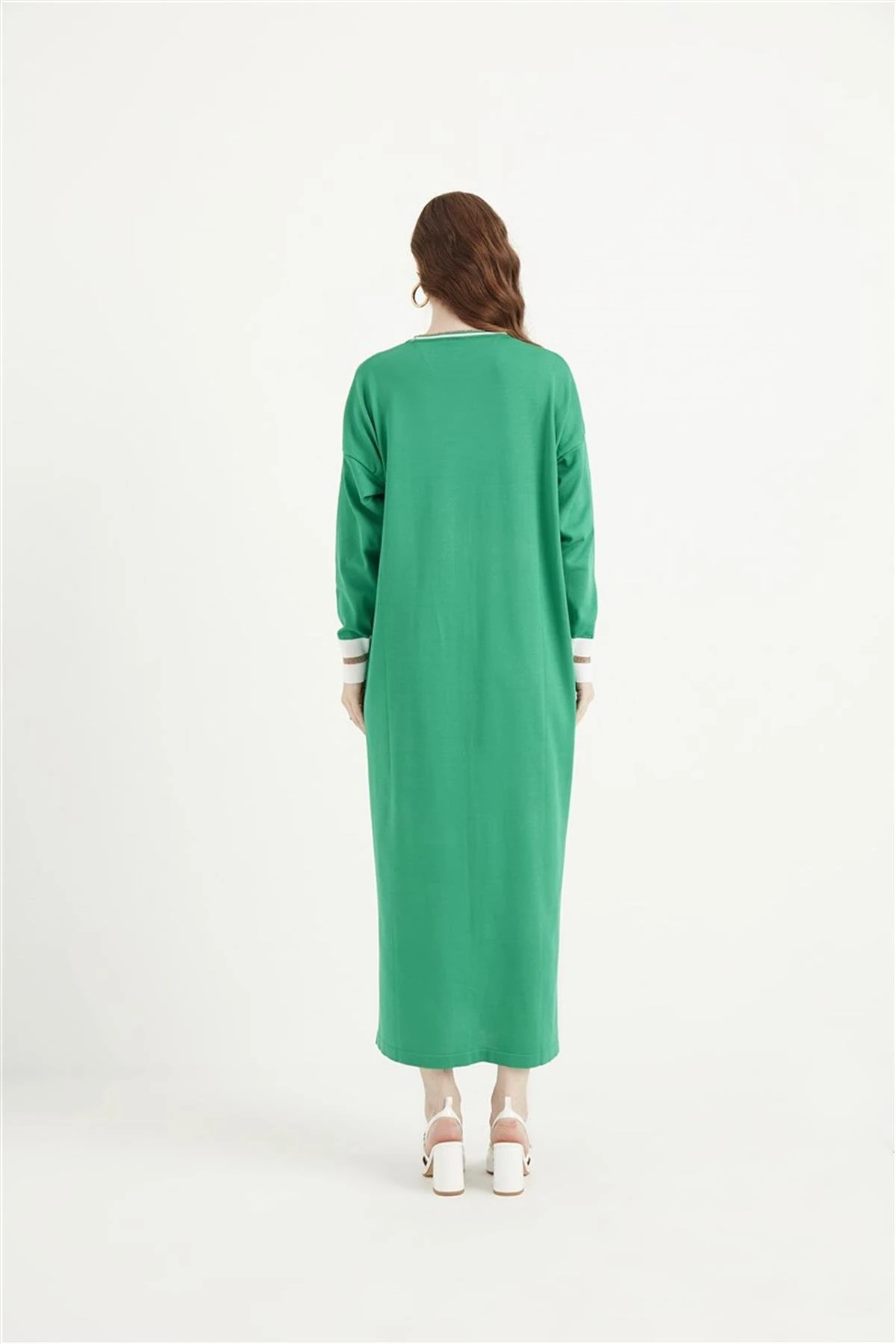 Ribanalı Triko Elbise Yeşil