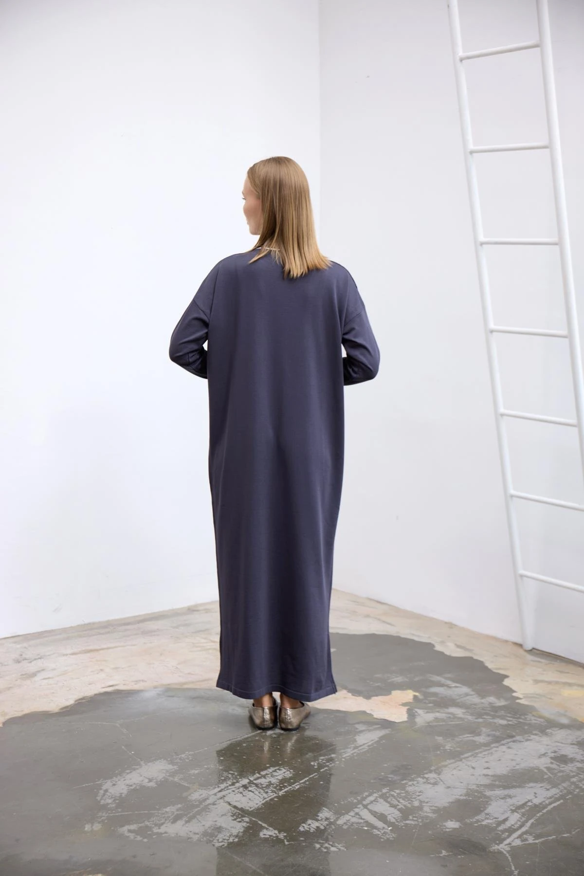 Ribanalı Triko Elbise Antrasit