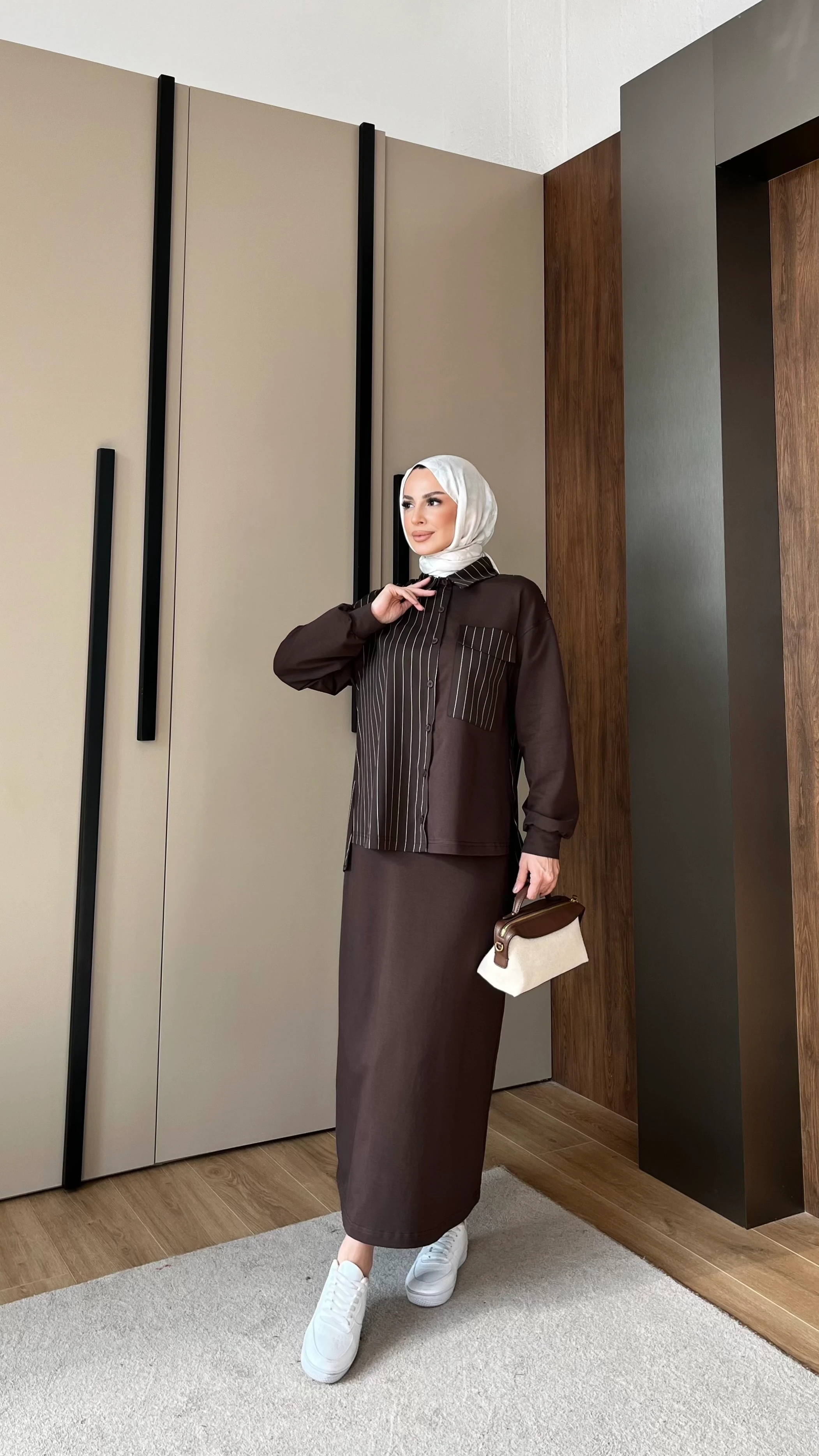 Gömlekli Etekli TAKIM - Kahverengi