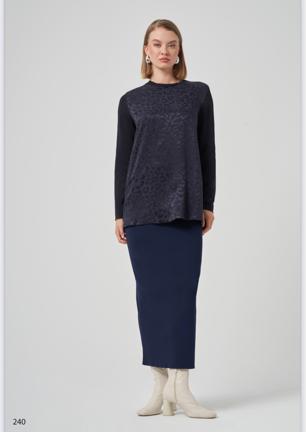 nuss leopar tunik - lacivert
