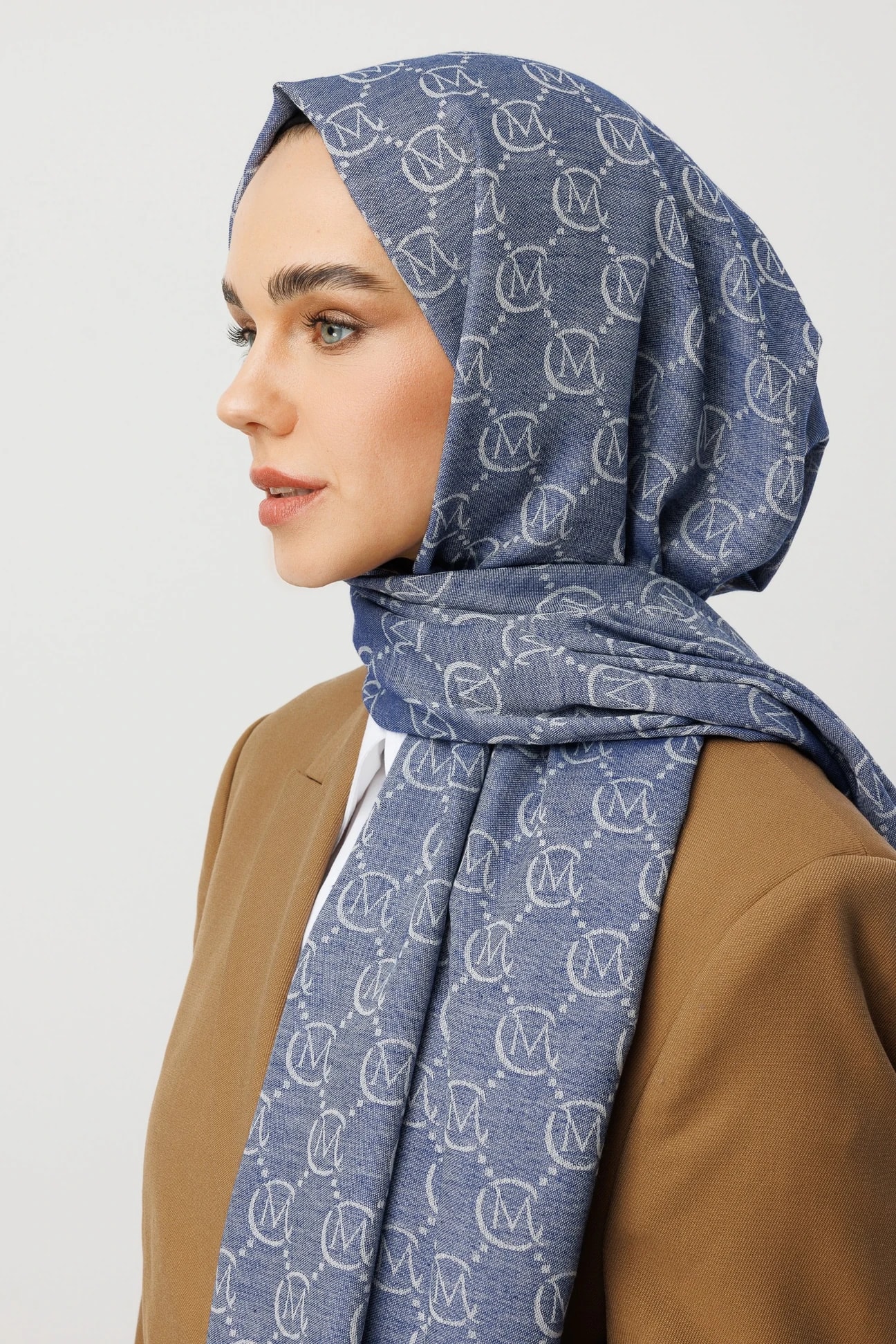 Yün İpek Şal - GÖK MAVİSİ