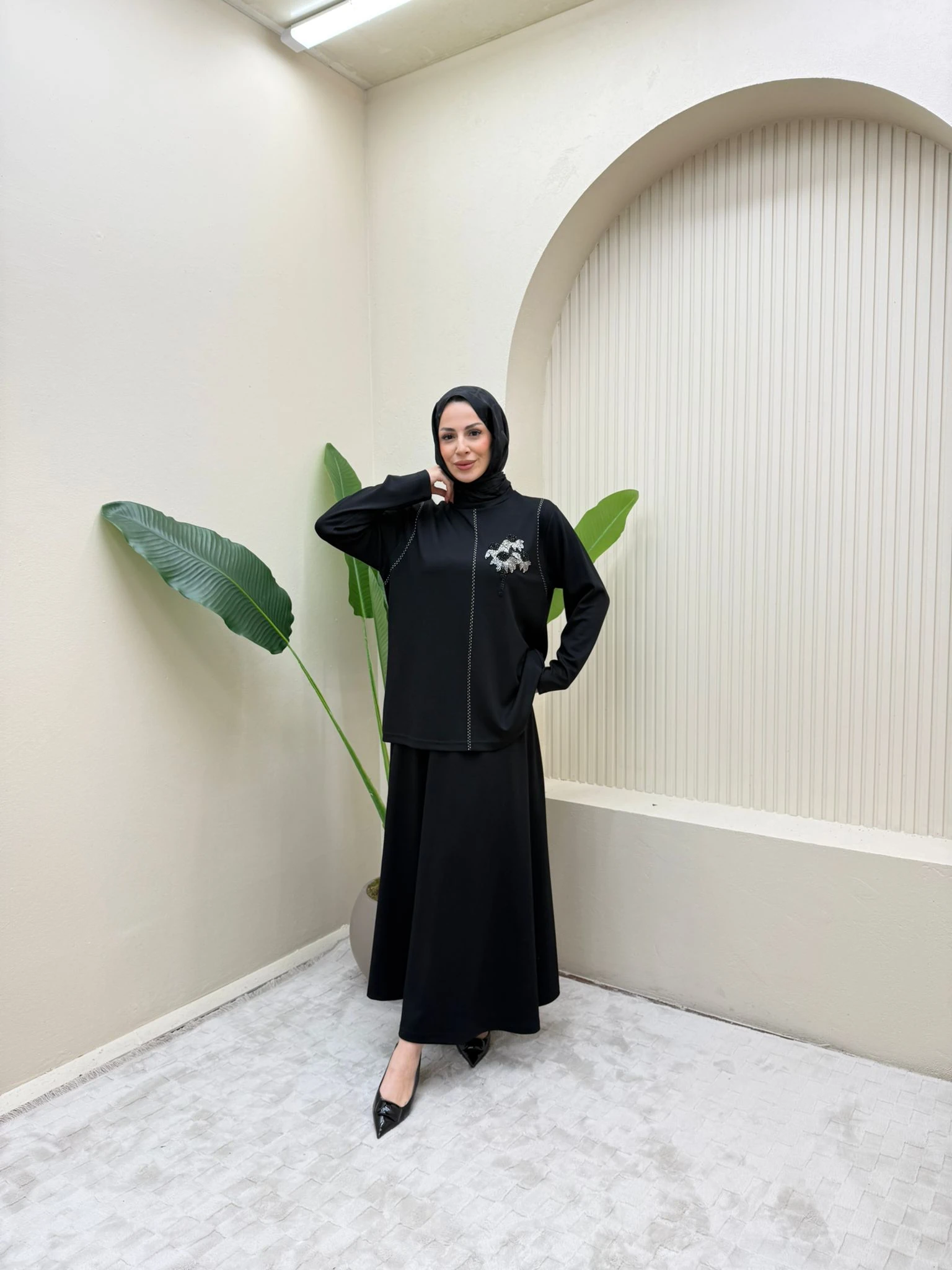 Dikiş Detaylı Takım - SİYAH