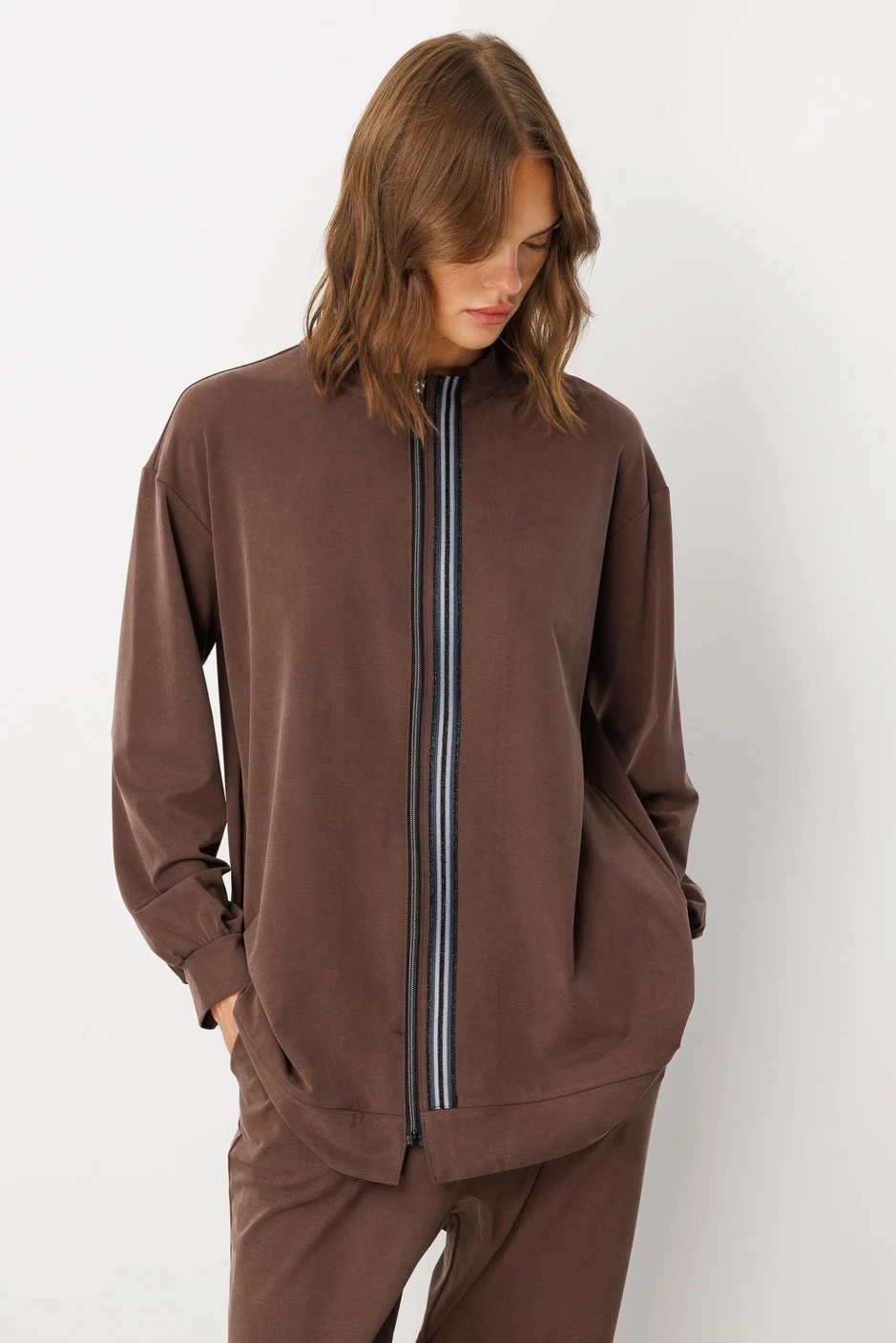 Soft Örme Miccell (%55 doğal) İçerik Dokuma Ön Garni Pantalon Takım