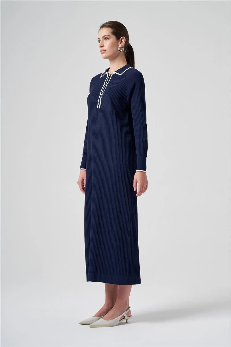 Polo Yaka Nus Elbise-Lacivert