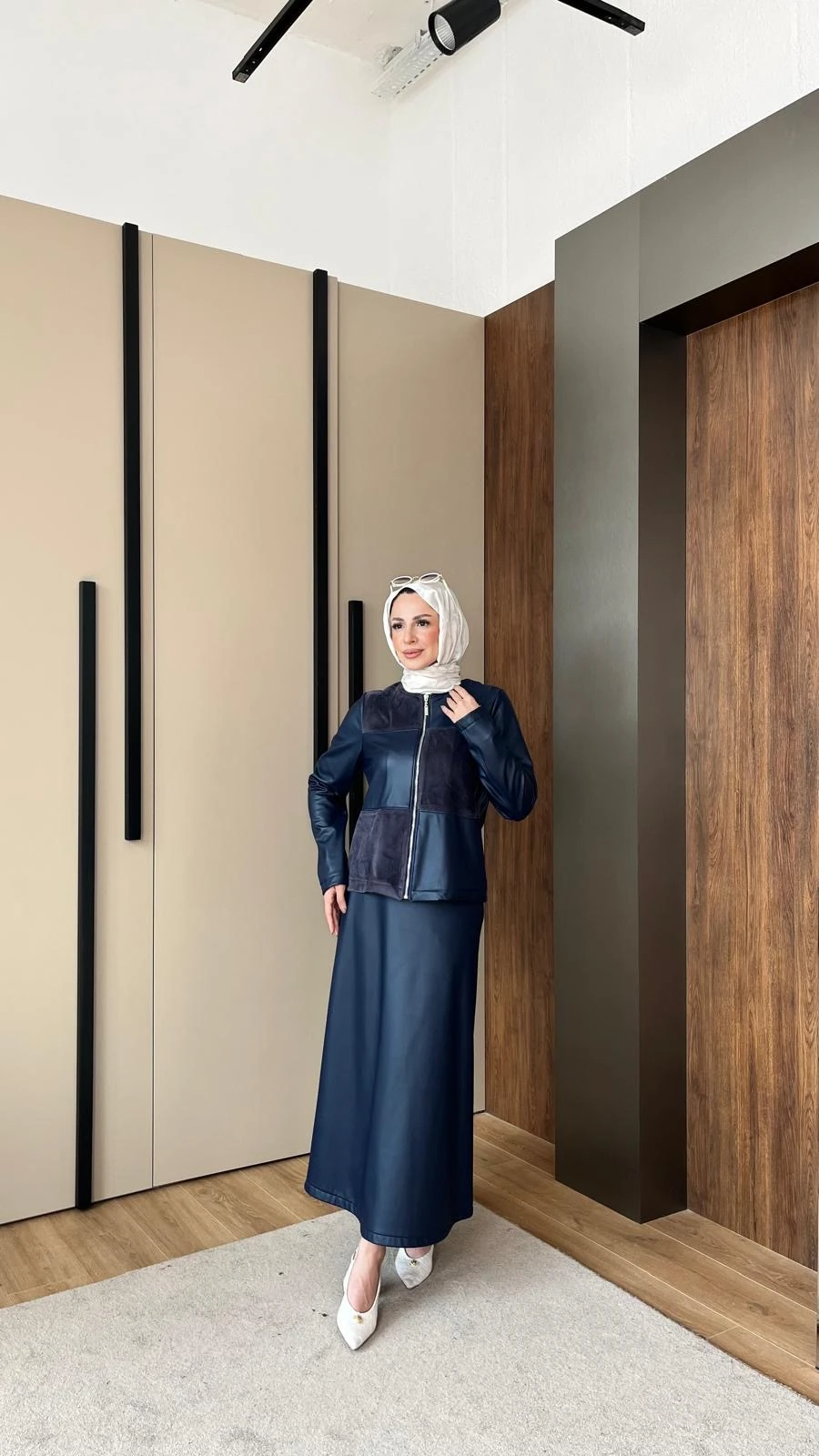 Deri Etekli Takım - lacivert