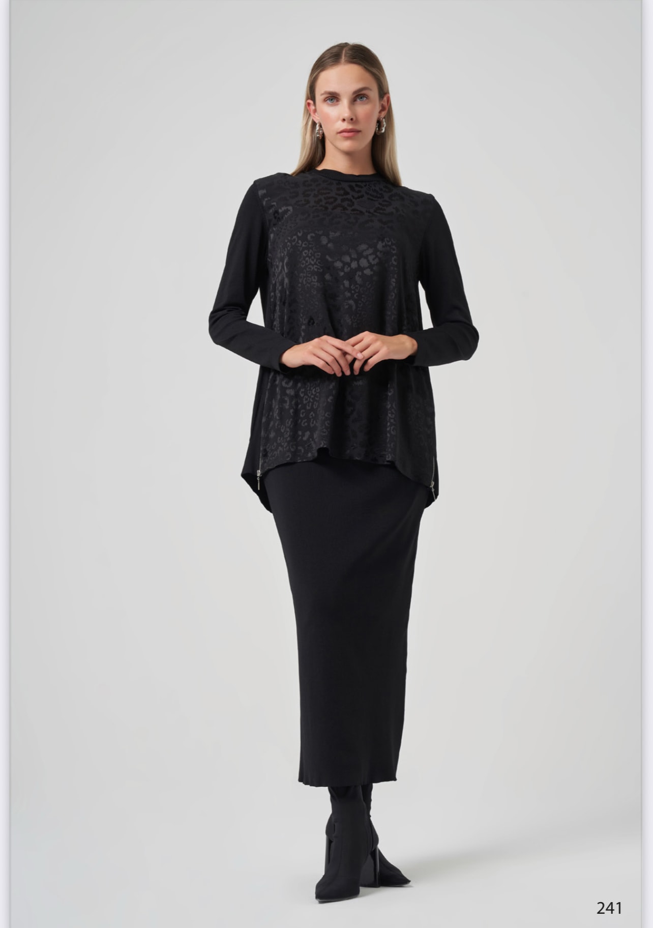 nuss leopar tunik - SİYAH