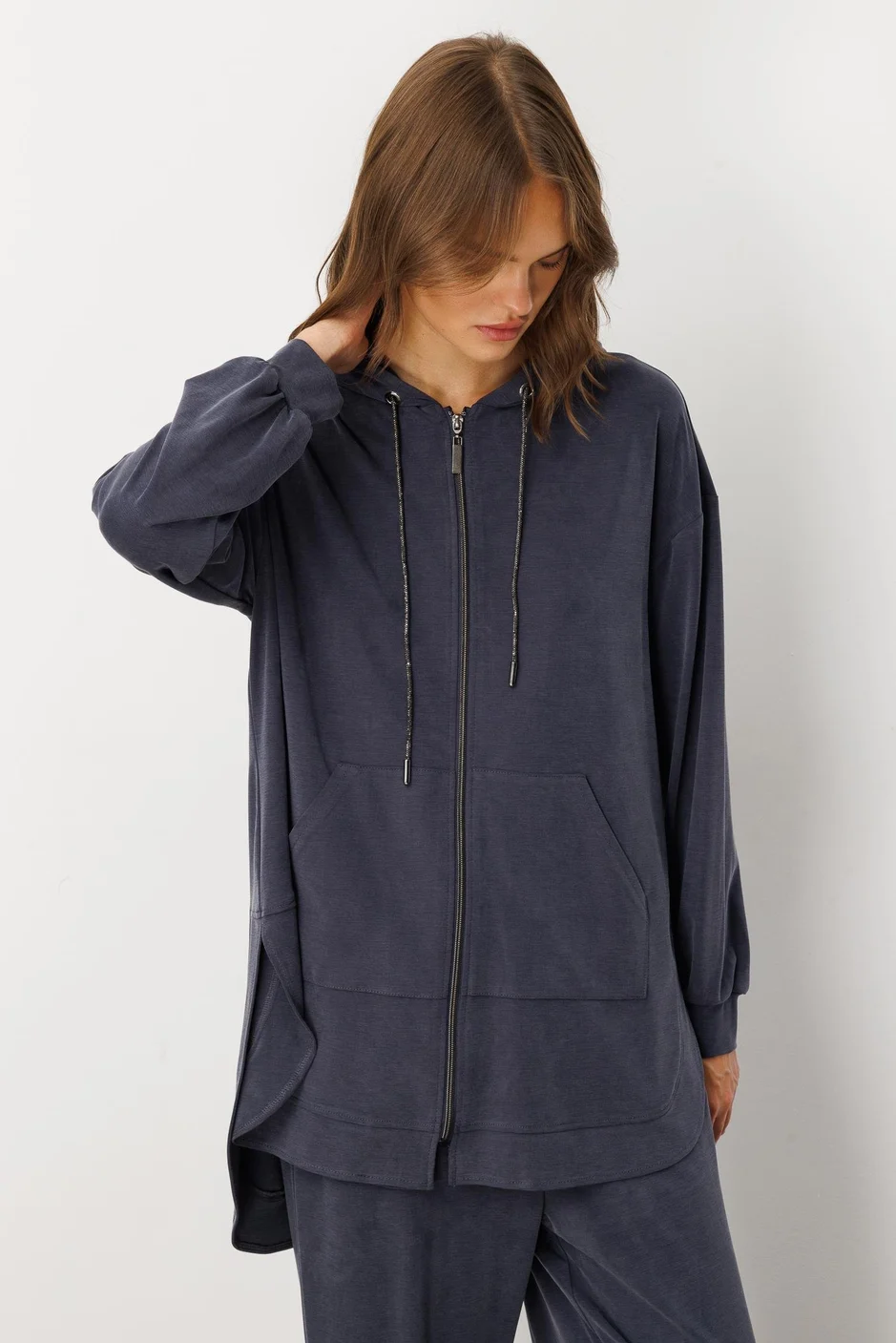 Soft Örme (miccell %55 doğal içerik) Elişi Detaylı Pantalon Kombin Takım