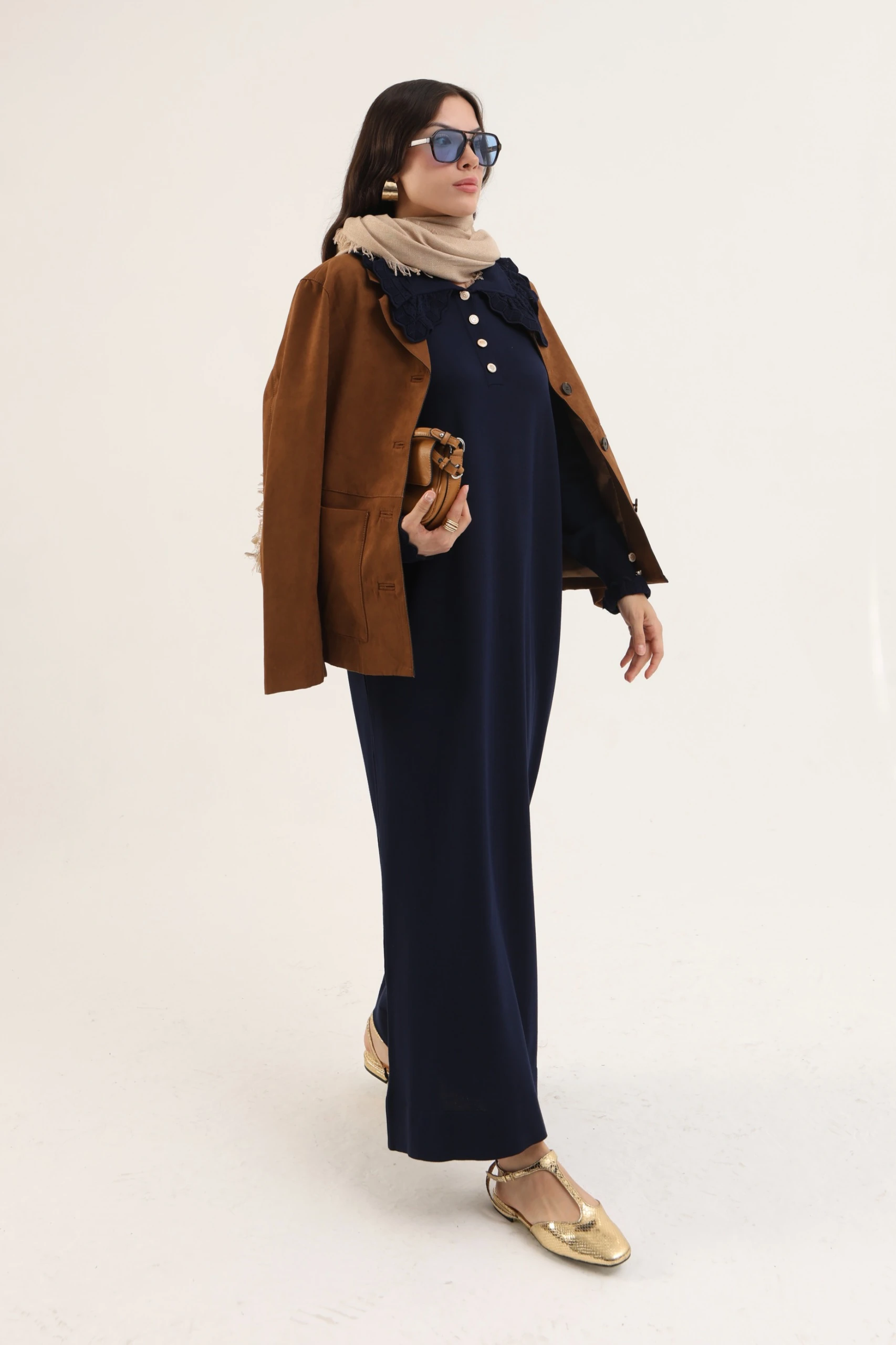 Dantel Yaka Merserize Elbise