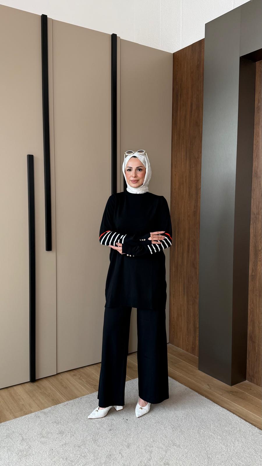 ÇİZGİ DETAYLI MERSERİZE TAKIM