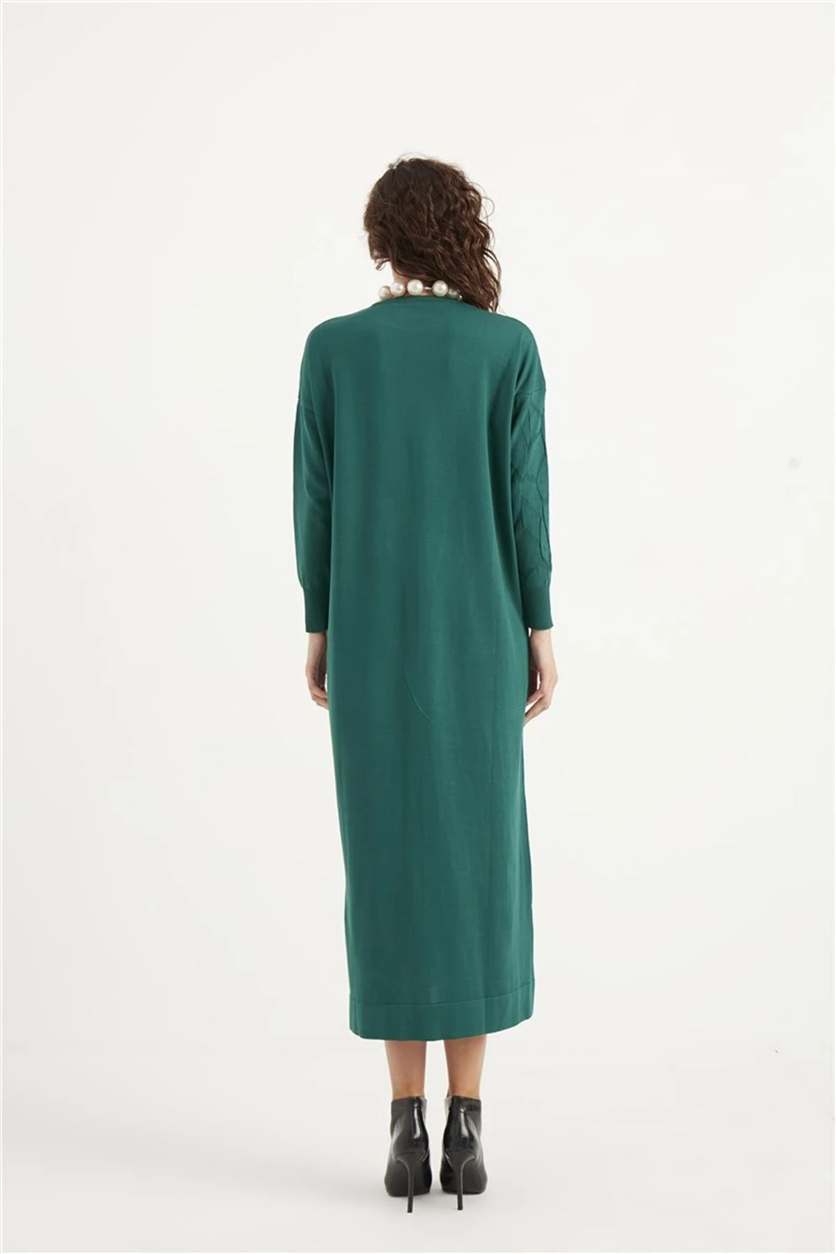 Side Merserize Elbise Zümrüt Yeşili