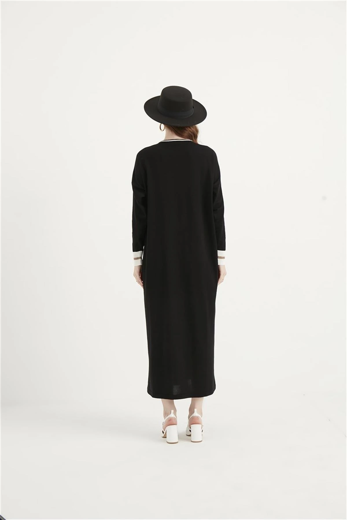 Ribanalı Triko Elbise Siyah