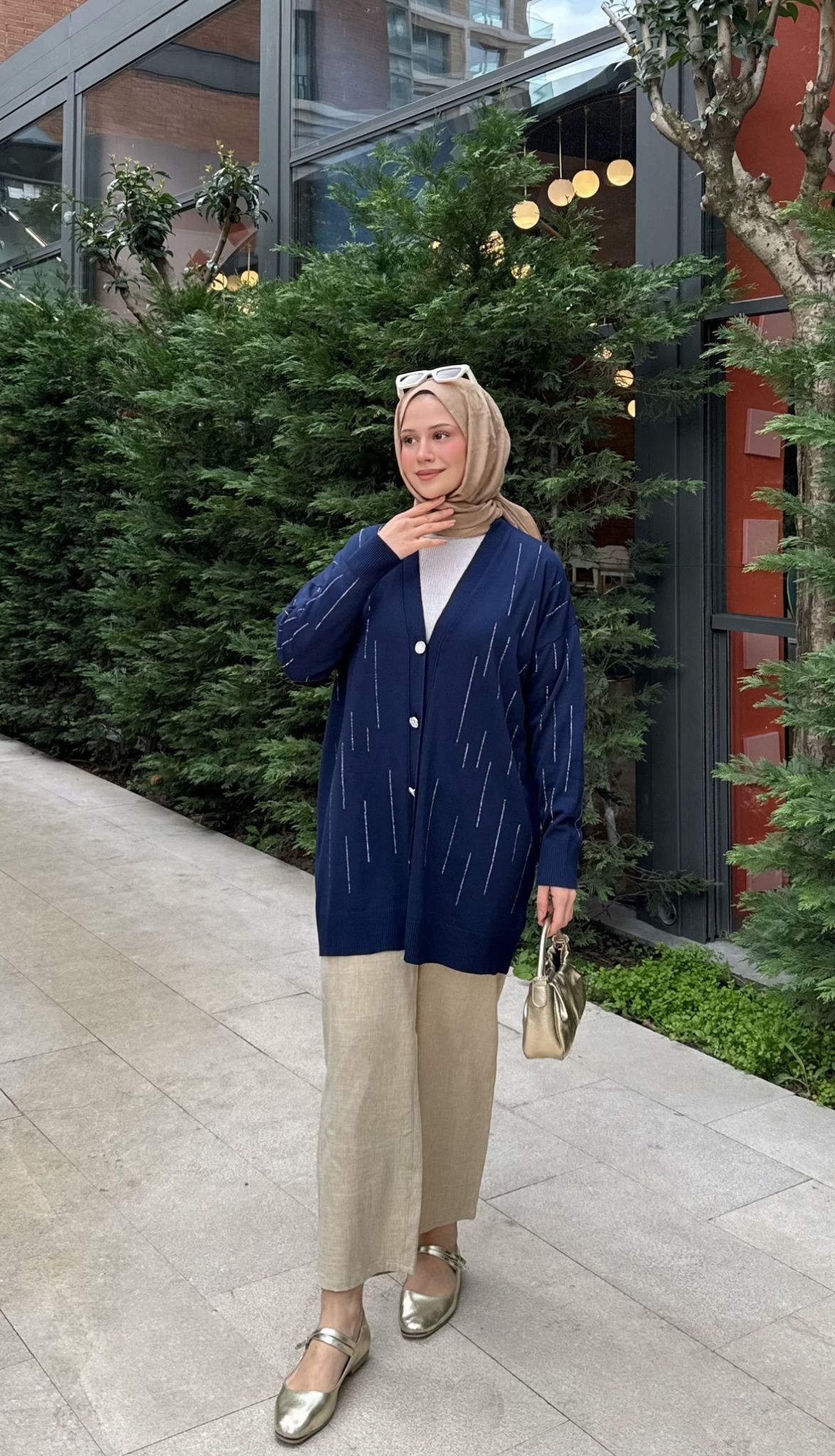 TAŞLI MERSERİZE HIRKA lacivert