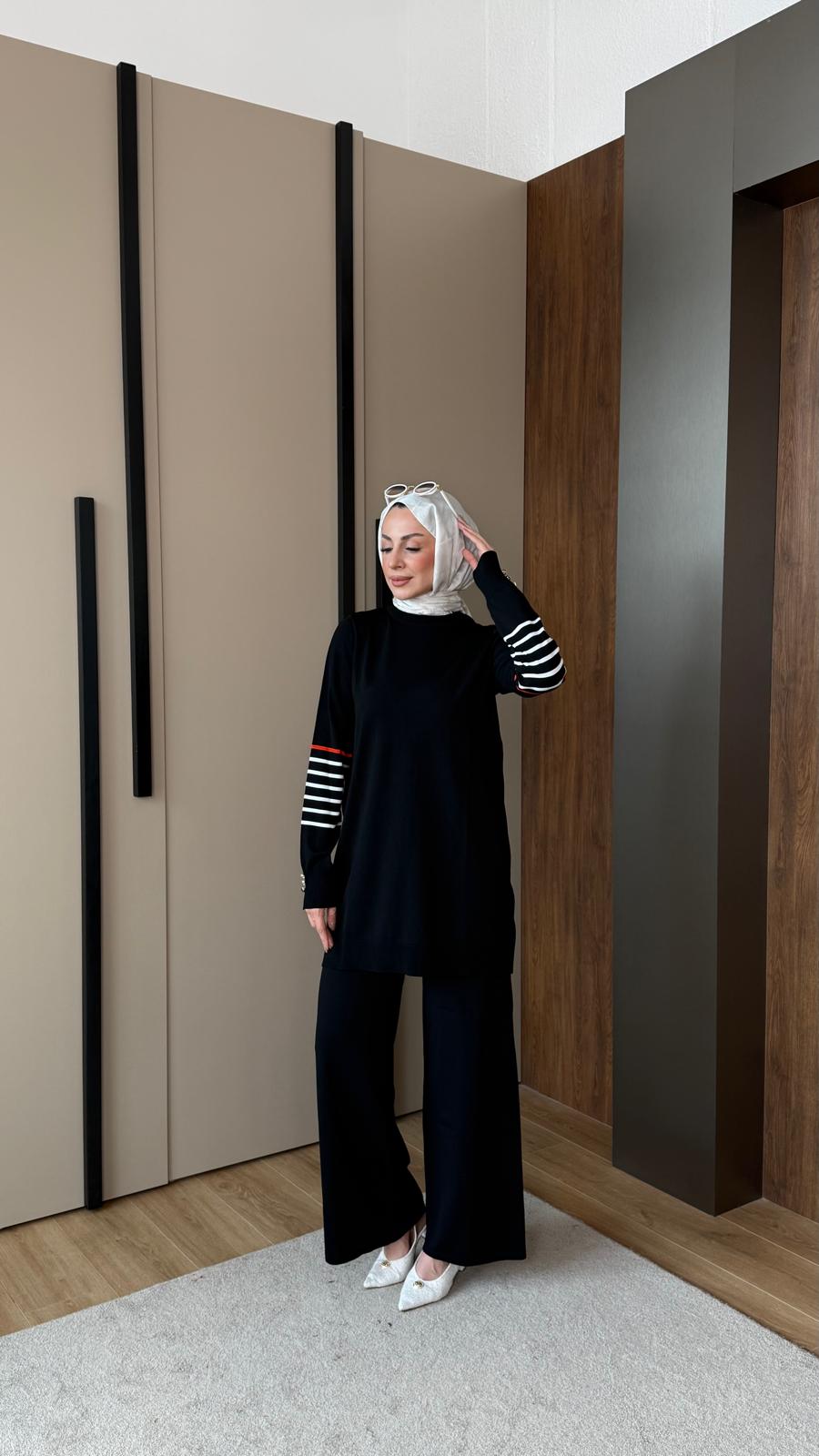 ÇİZGİ DETAYLI MERSERİZE TAKIM