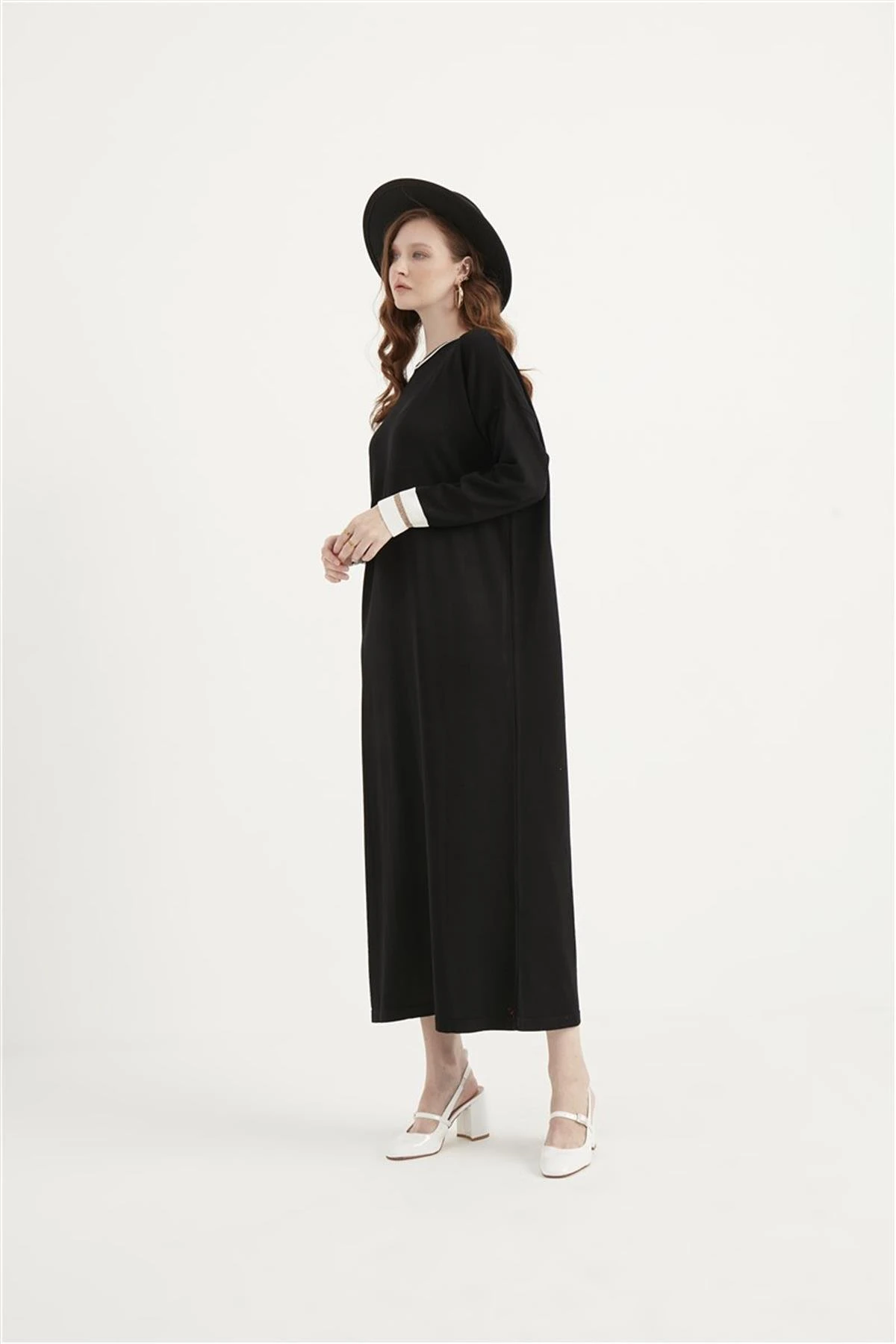 Ribanalı Triko Elbise Siyah