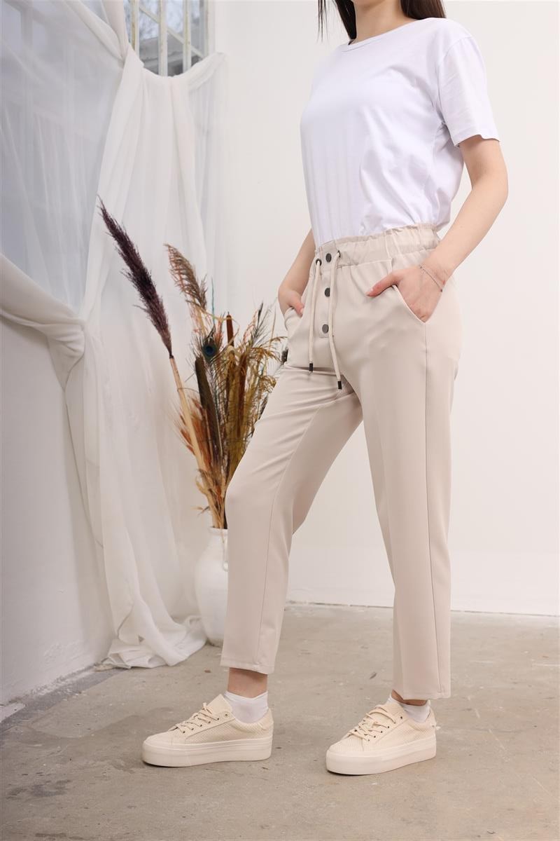 Düğmeli Pantolon Vizon