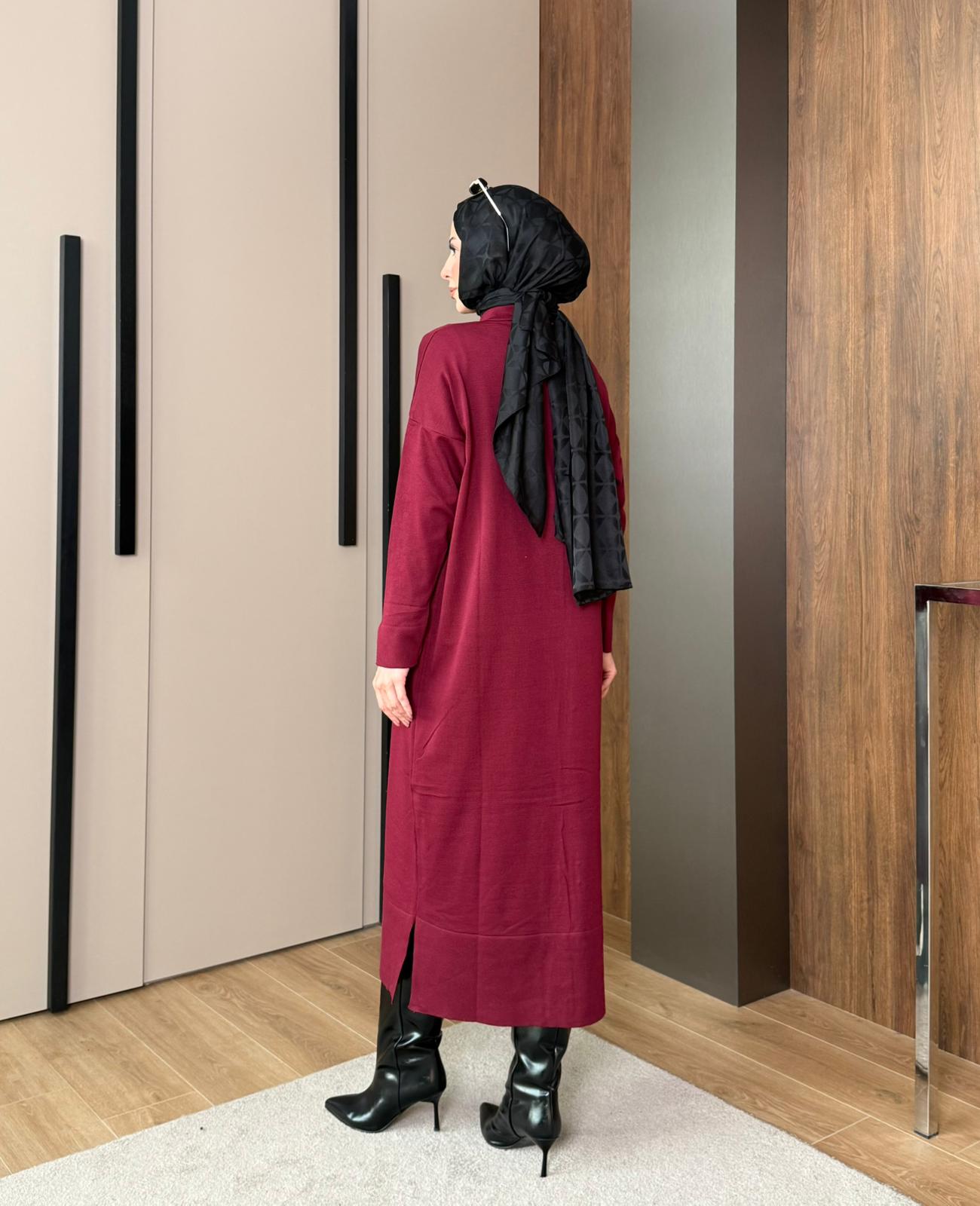 Jolie Taşlı Merserize Hırka Bordo