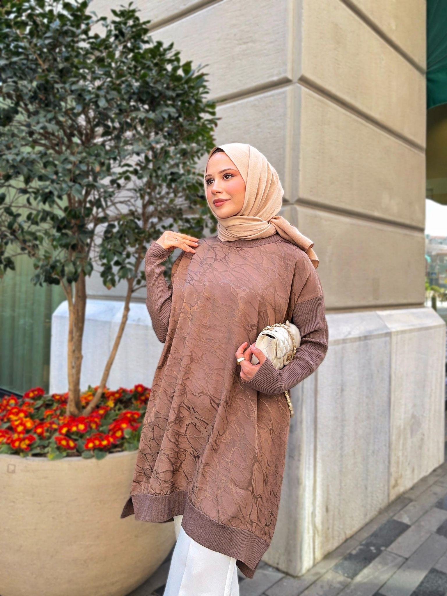 kumaş tunik camel