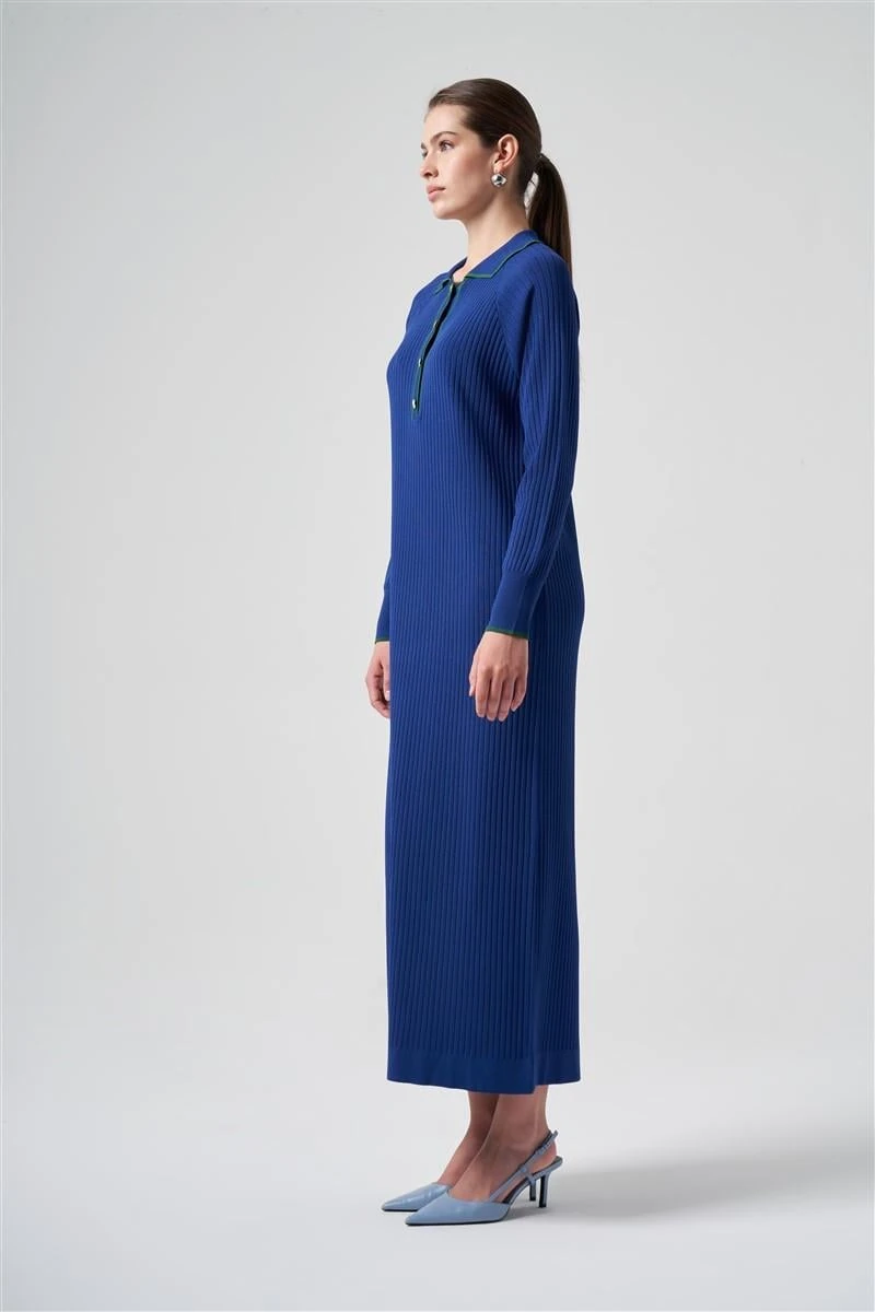 Polo Yaka Nus Elbise-Saks