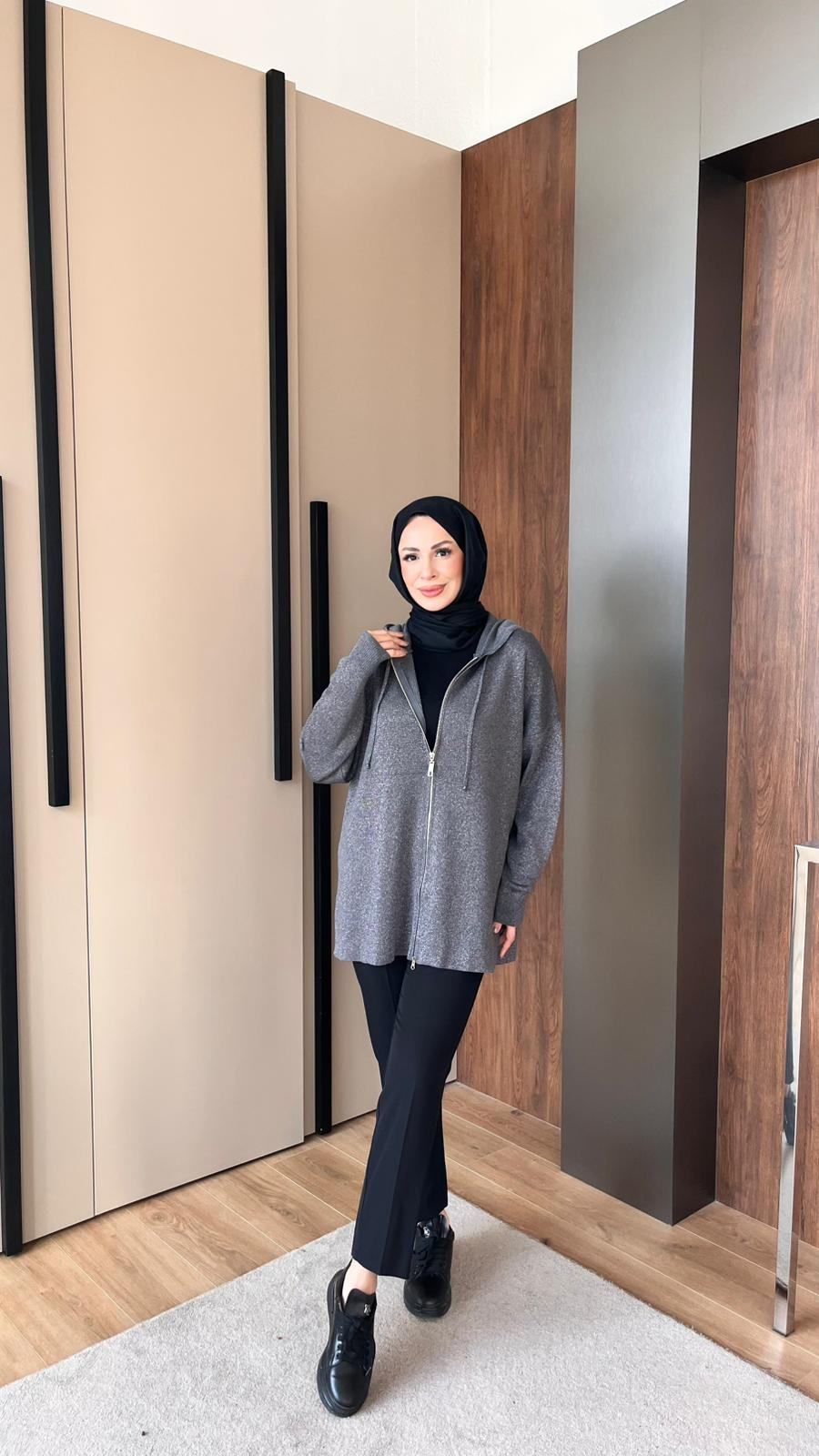 SİMLİ MERSERİZE HIRKA - ANTRASİT